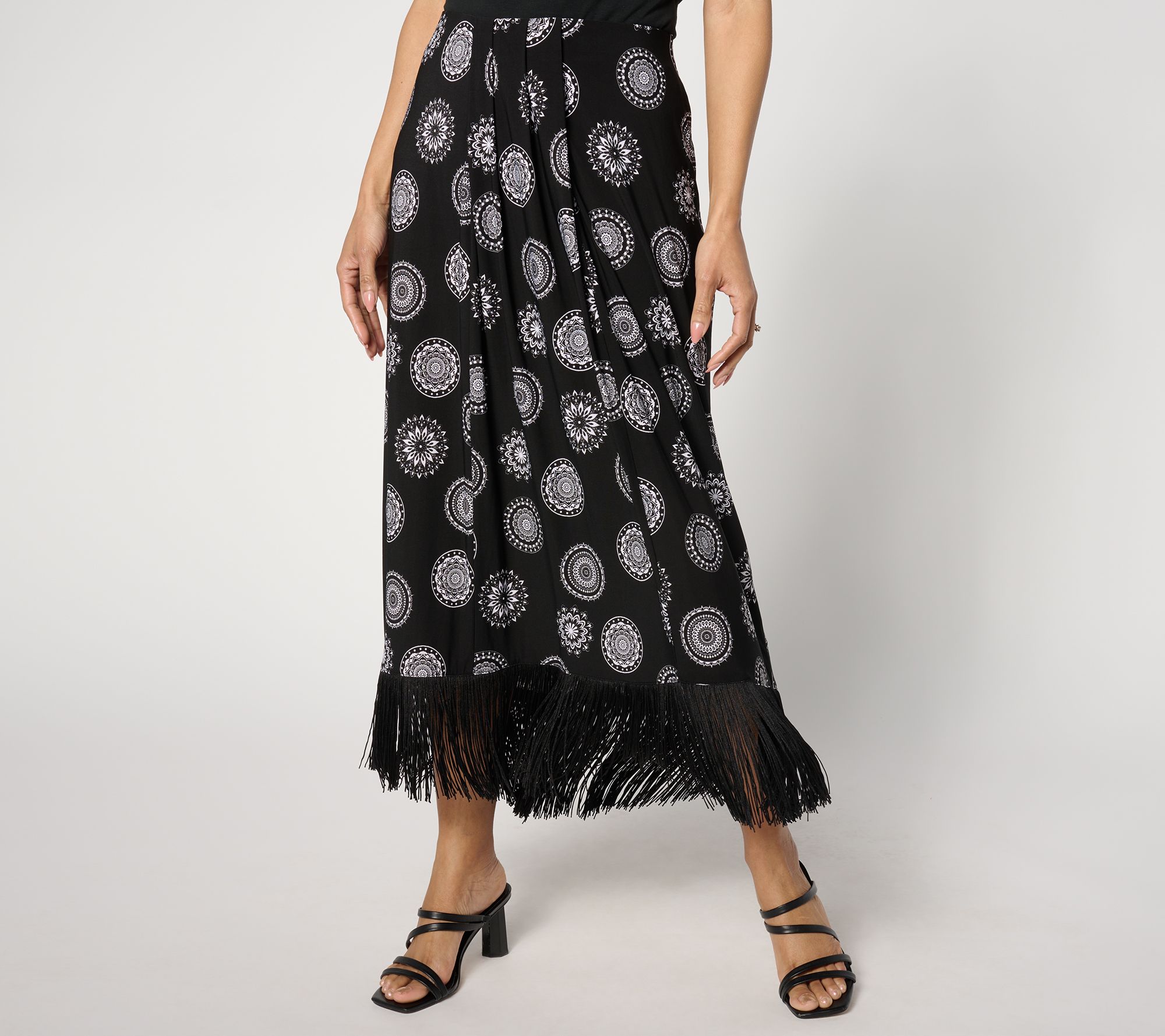 Attitudes by Renee Petite Como Jersey Fringe Sarong Skirt