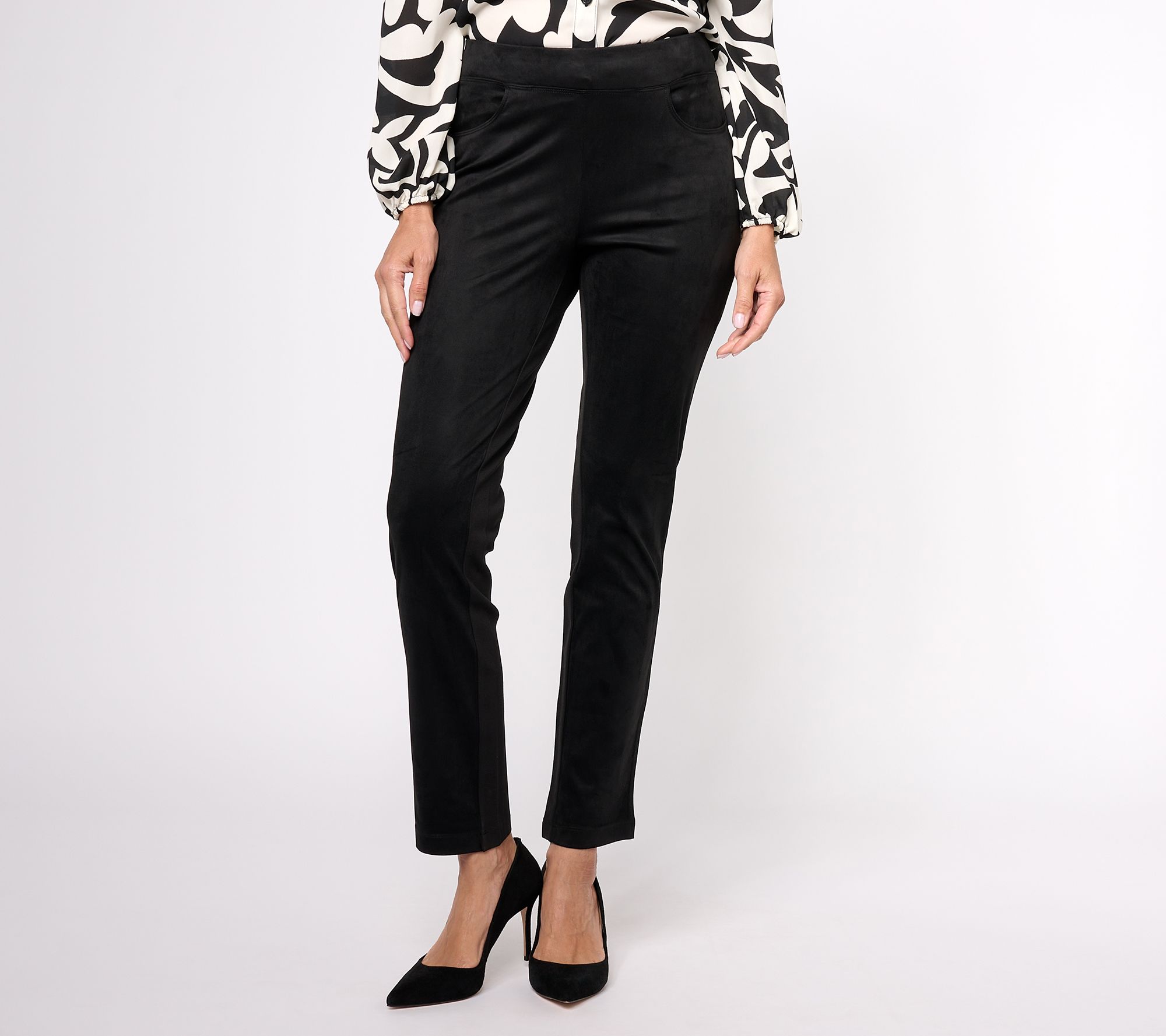 "As Is" Belle by Kim Gravel Regular Faux Suede Ponte Back Pant