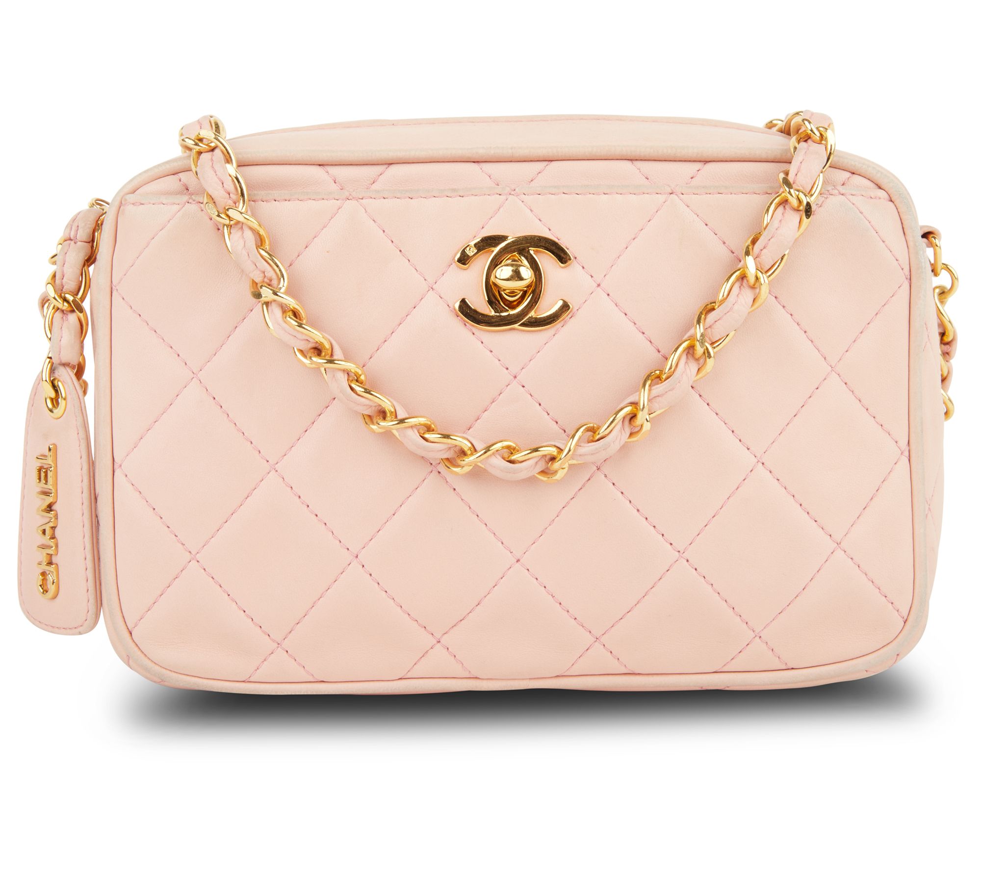 Pre-Owned Chanel Turnlock Camera Bag Lambskin Baby Pink