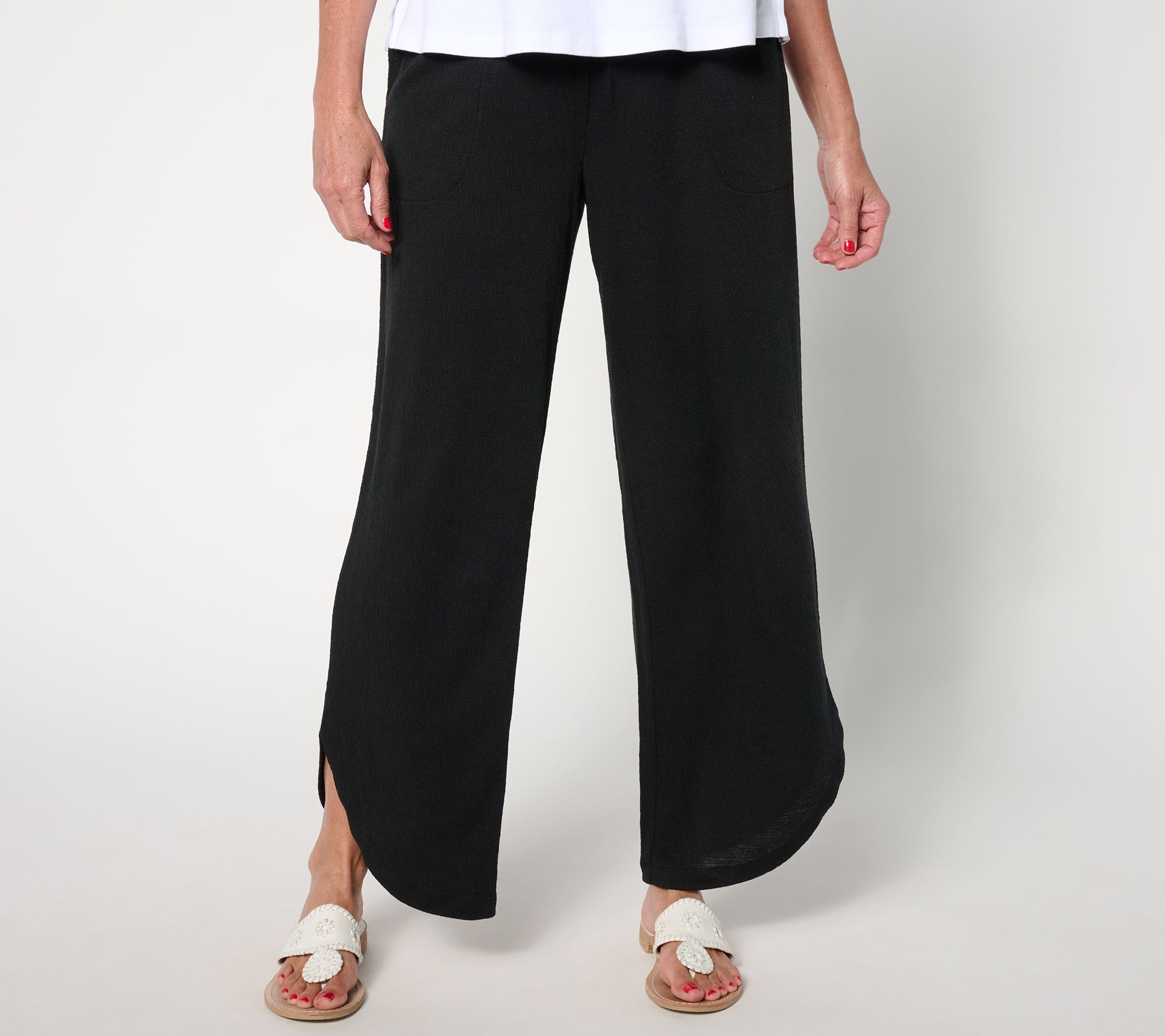 Denim & Co. Beach Petite Knit Gauze Ankle Pant