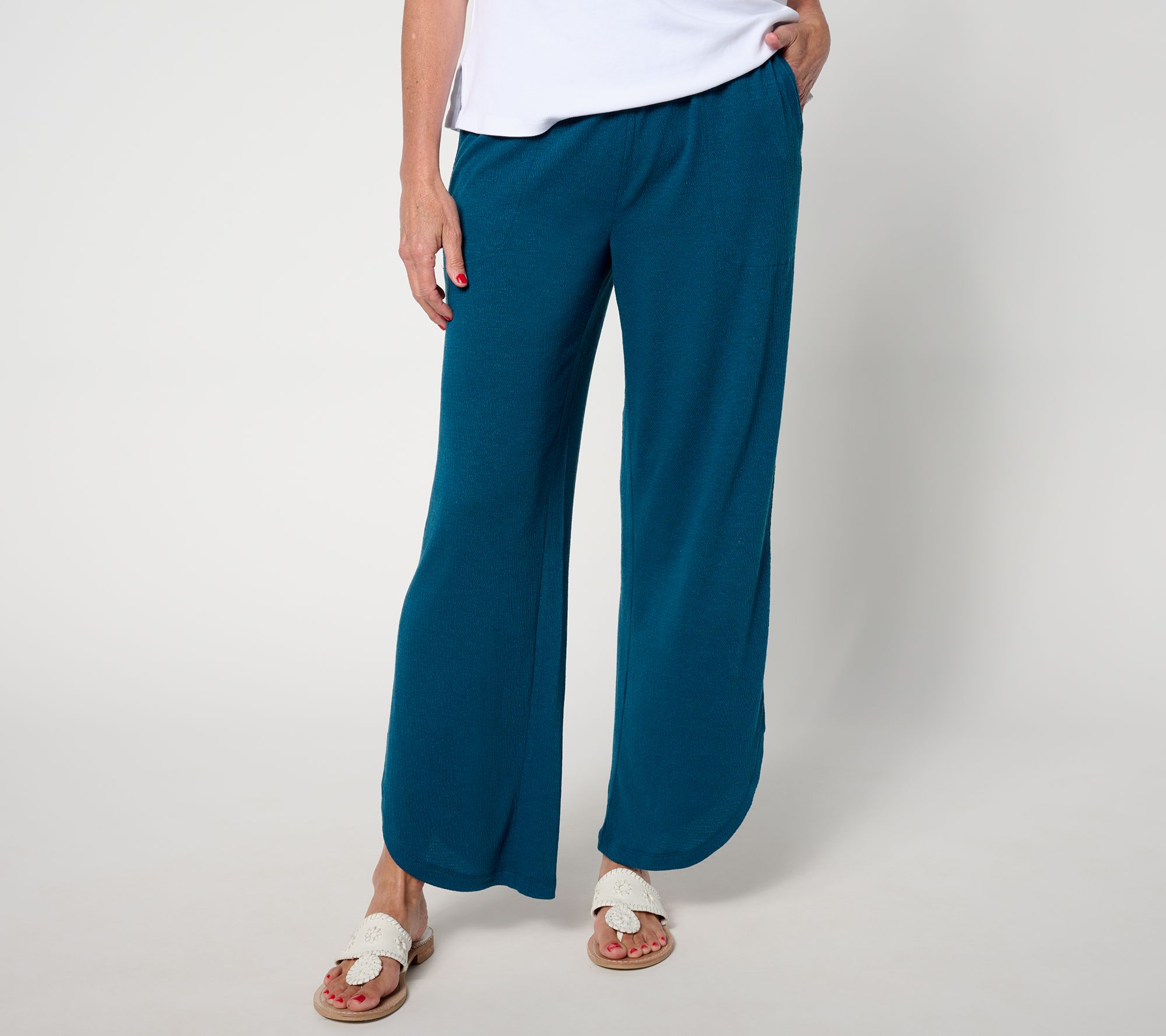 Denim & Co. Beach Petite Knit Gauze Ankle Pant