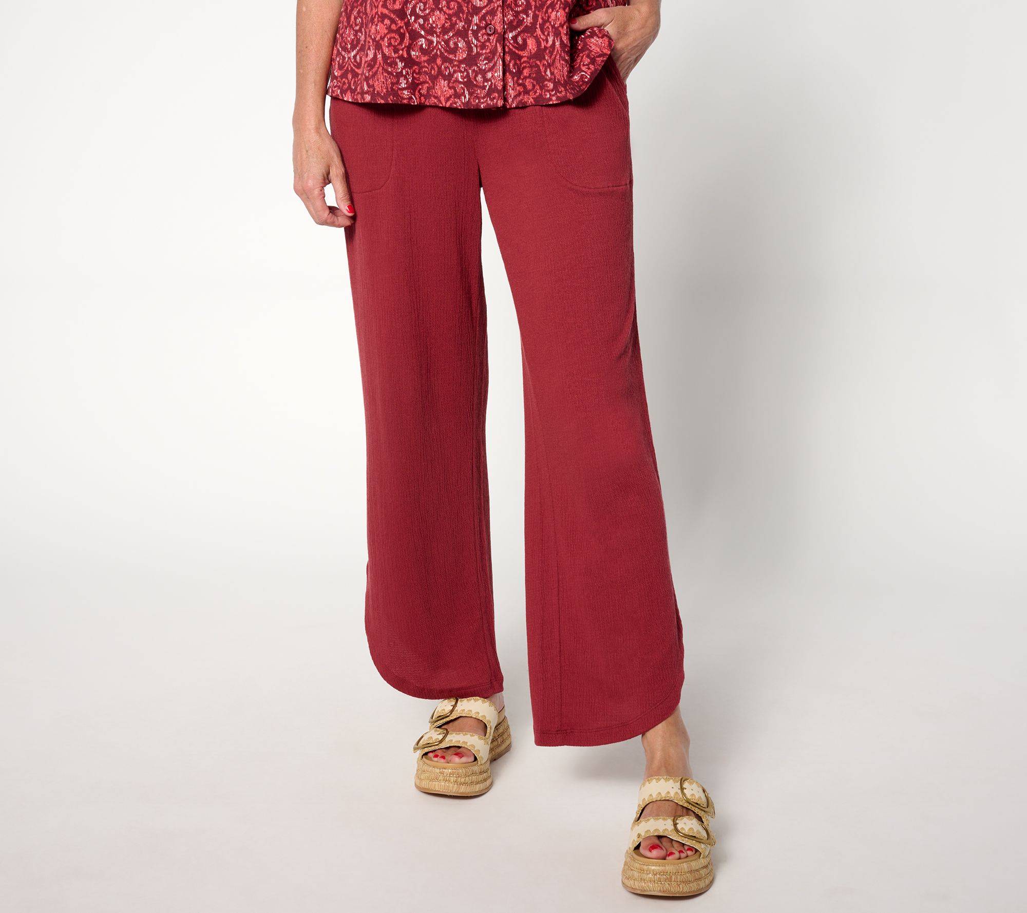 Denim & Co. Beach Petite Knit Gauze Ankle Pant