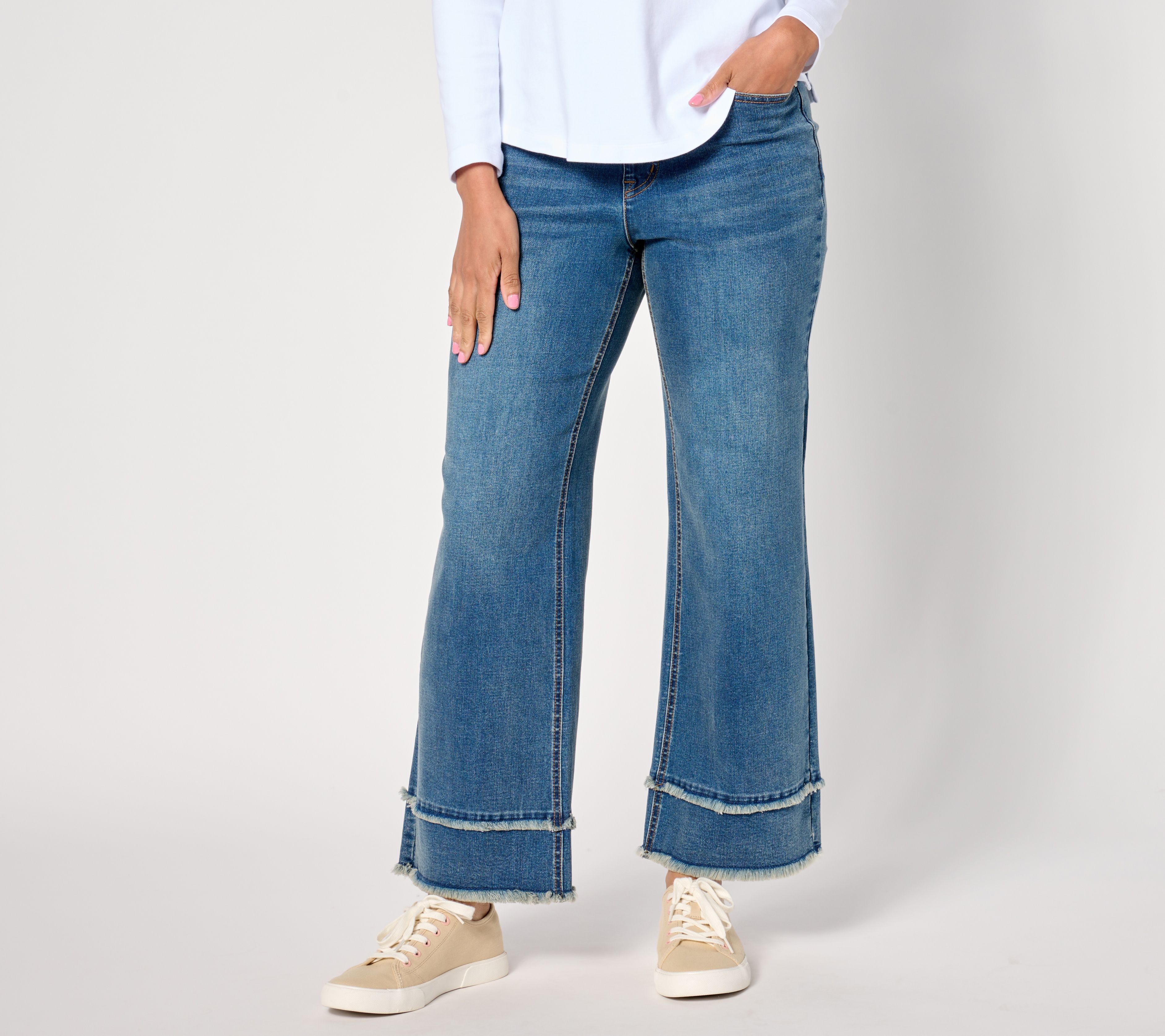 Isaac Mizrahi Live! Tall True Denim Indigo Pull On Wide Leg Jeans - QVC.com