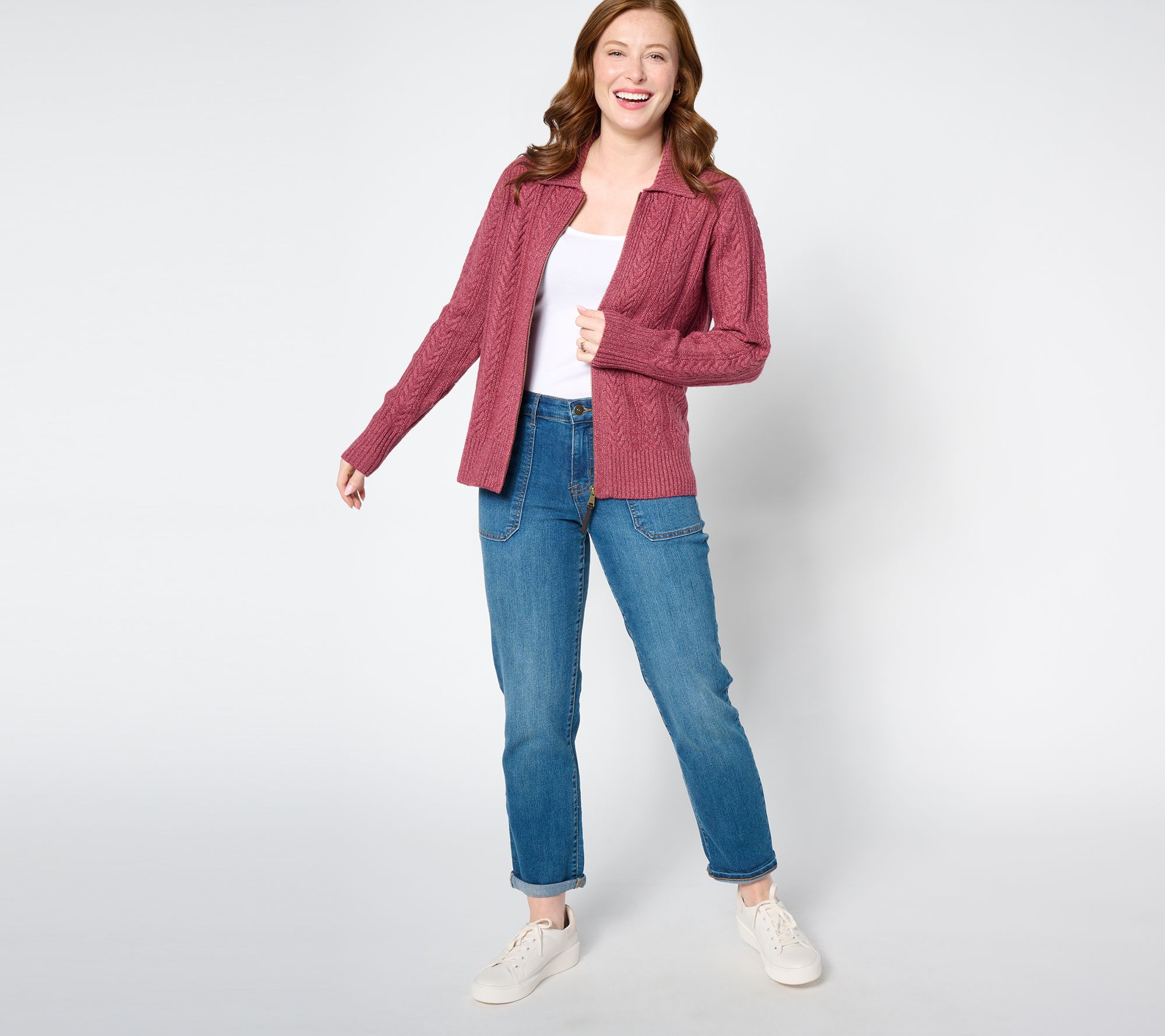 LOGO Life by Lori Goldstein Zip-Up Sweater - QVC.com LOGO Life by Lori Goldstein Zip-Up Sweater - QVC.com