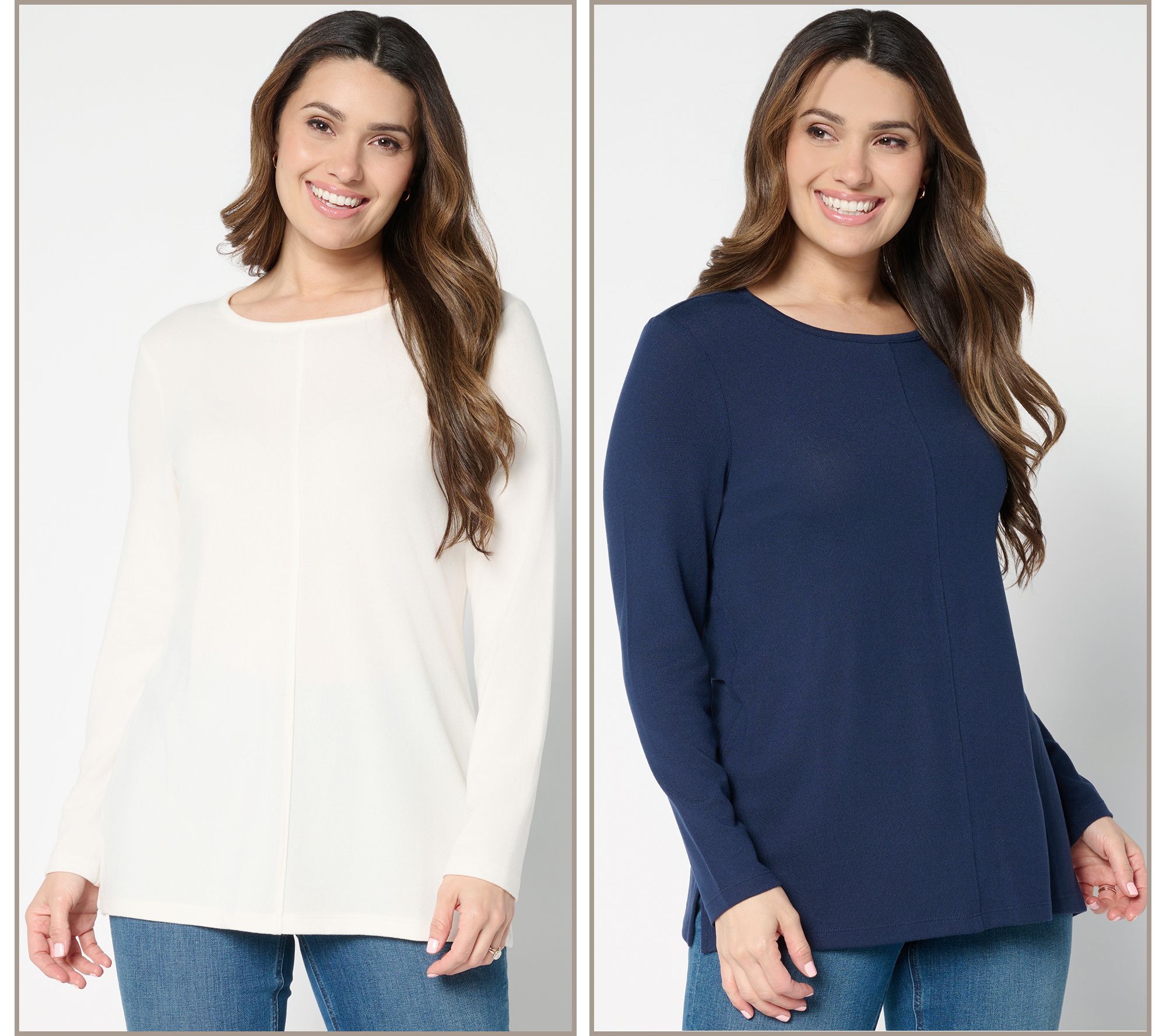 Denim & Co. Essentials Heavenly Jersey 2-Pack Long Sleeve Tunics