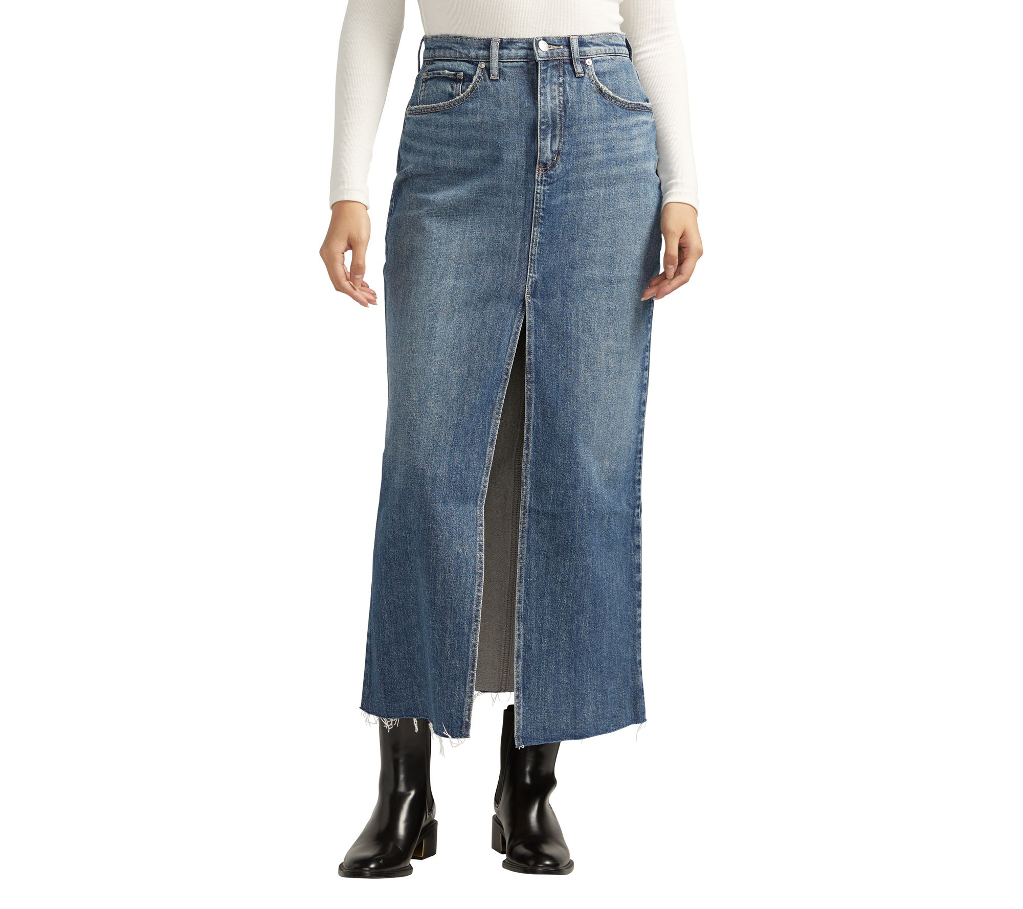Silver Jeans Co. Women's Front-Slit Maxi DenimSkirt