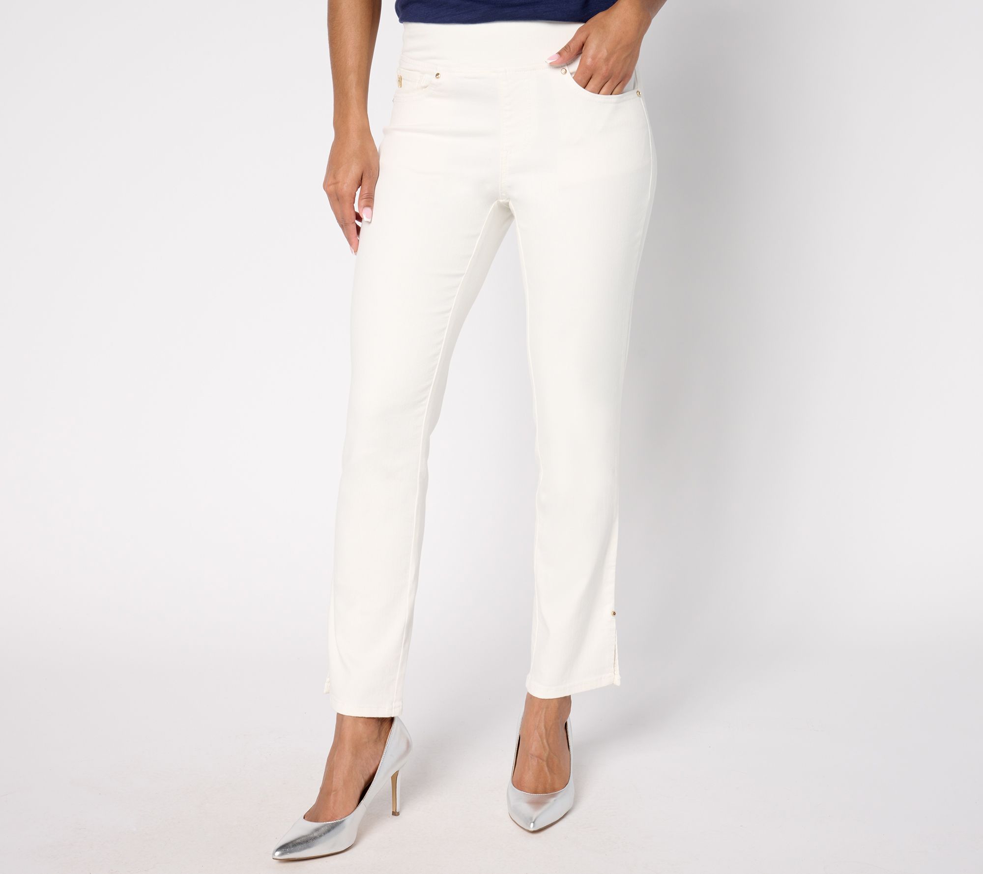 Belle by Kim Gravel Petite Primabelle Twill Ankle Slit Jean