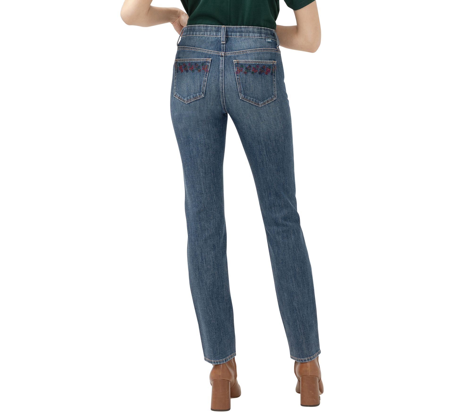 JAG Women's Ruby Mid Rise Straight Leg Jardin Blue Jeans - QVC.com