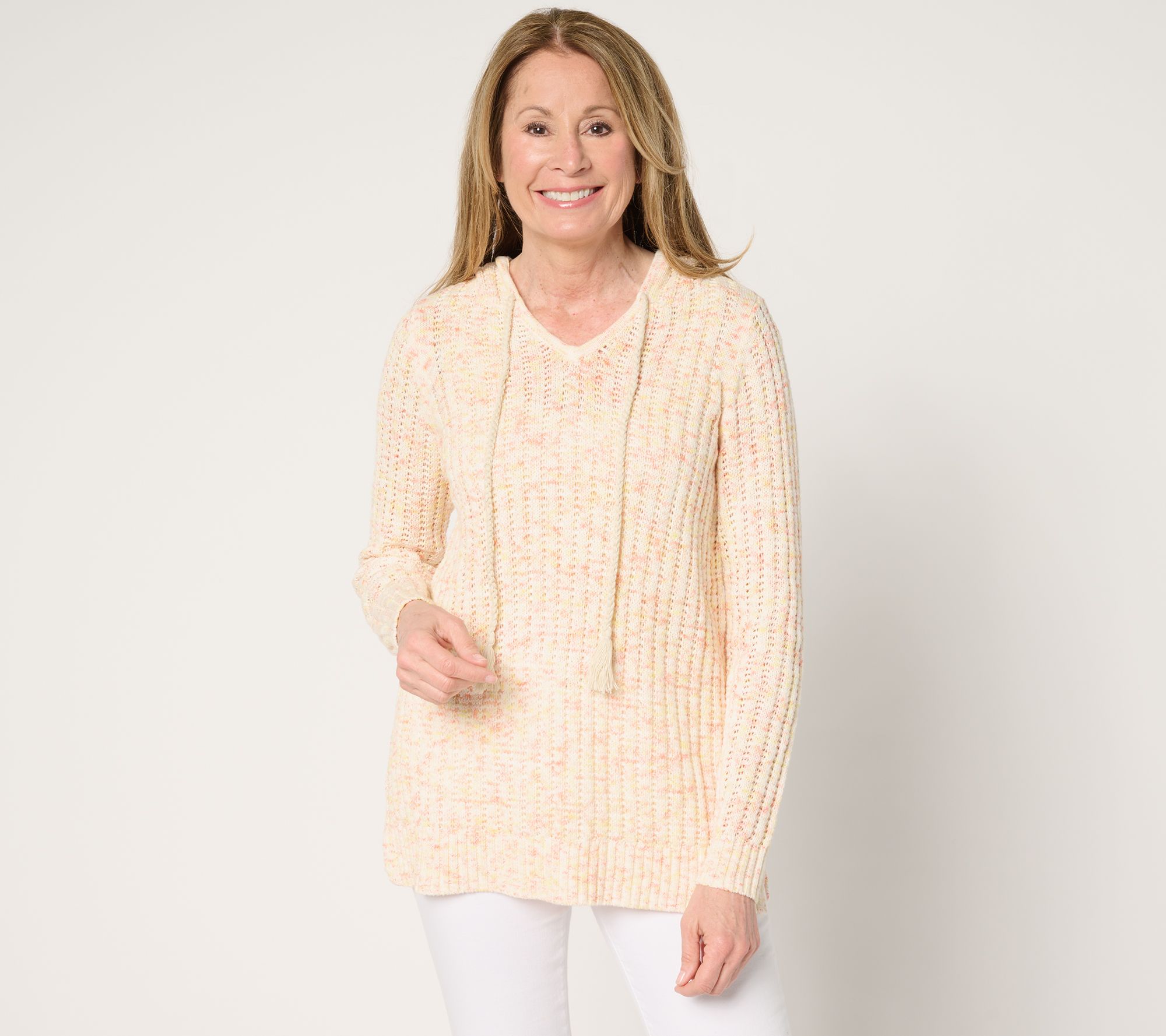 Belle Boho by Kim Gravel Rainbow Yarn Braided Tassel Hoodie