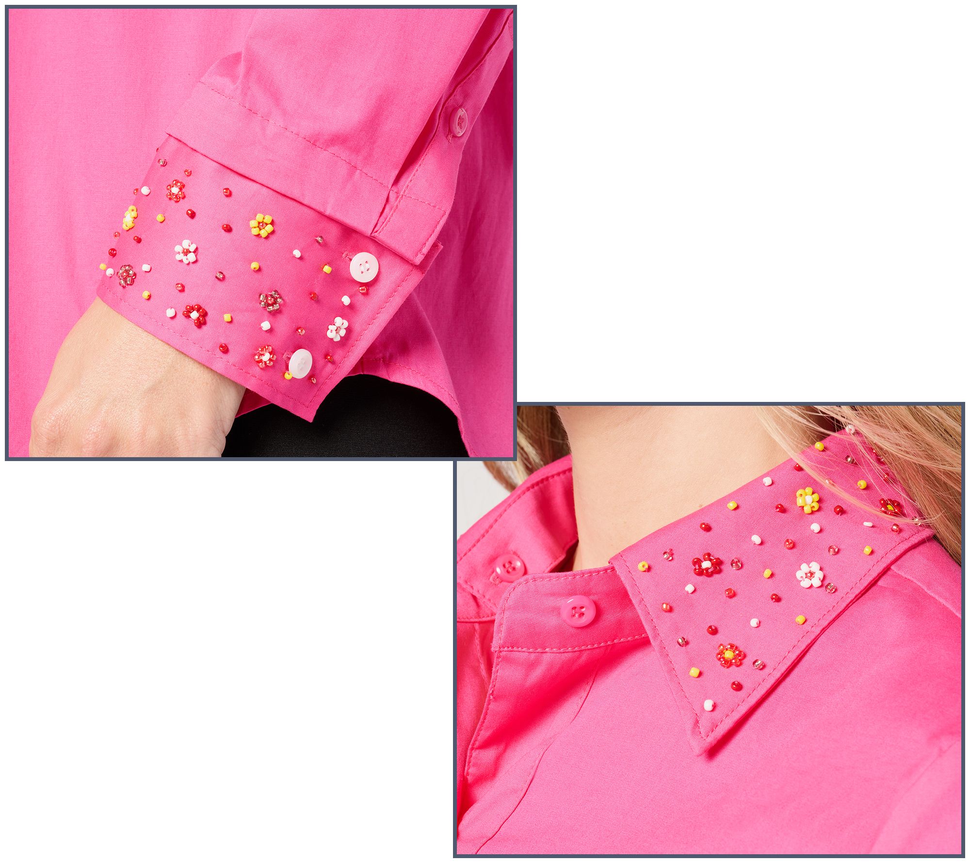 "As Is" by Stacy London Addable Beaded Poplin Collar & Cuffs