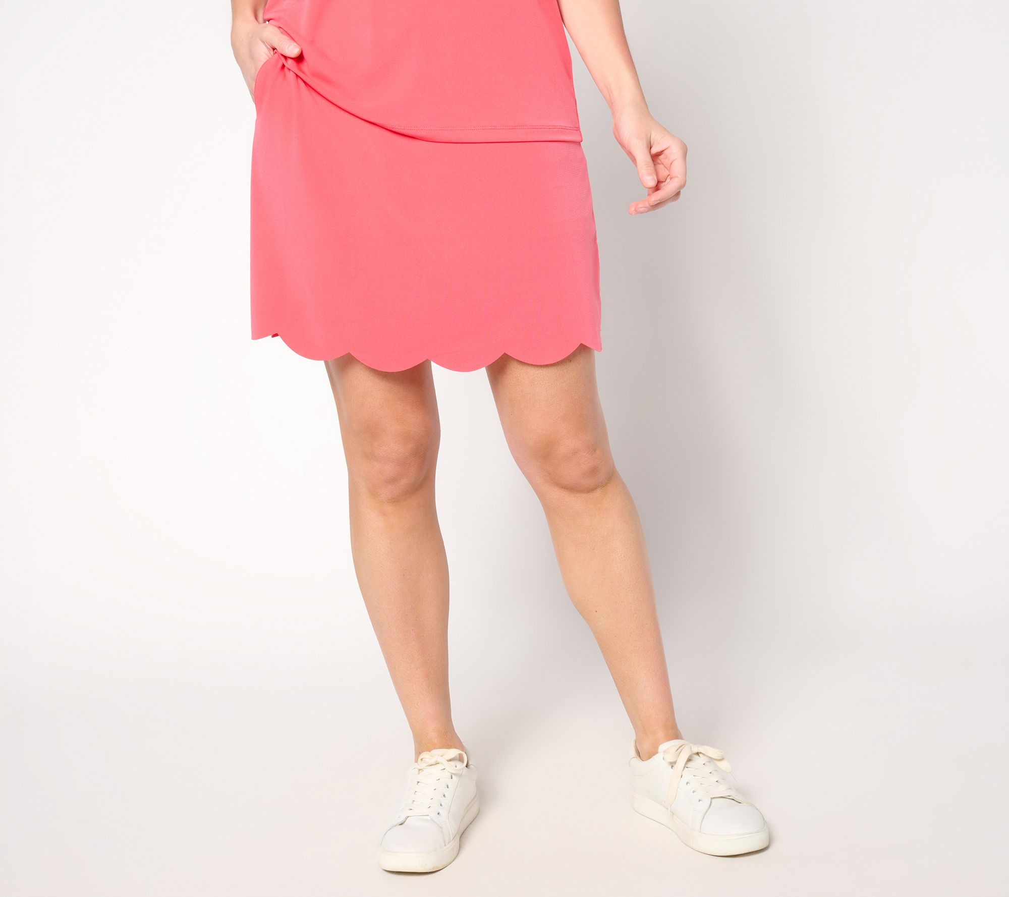 Susan Graver Courtside Social Regular Liquid Knit Scallop Skort