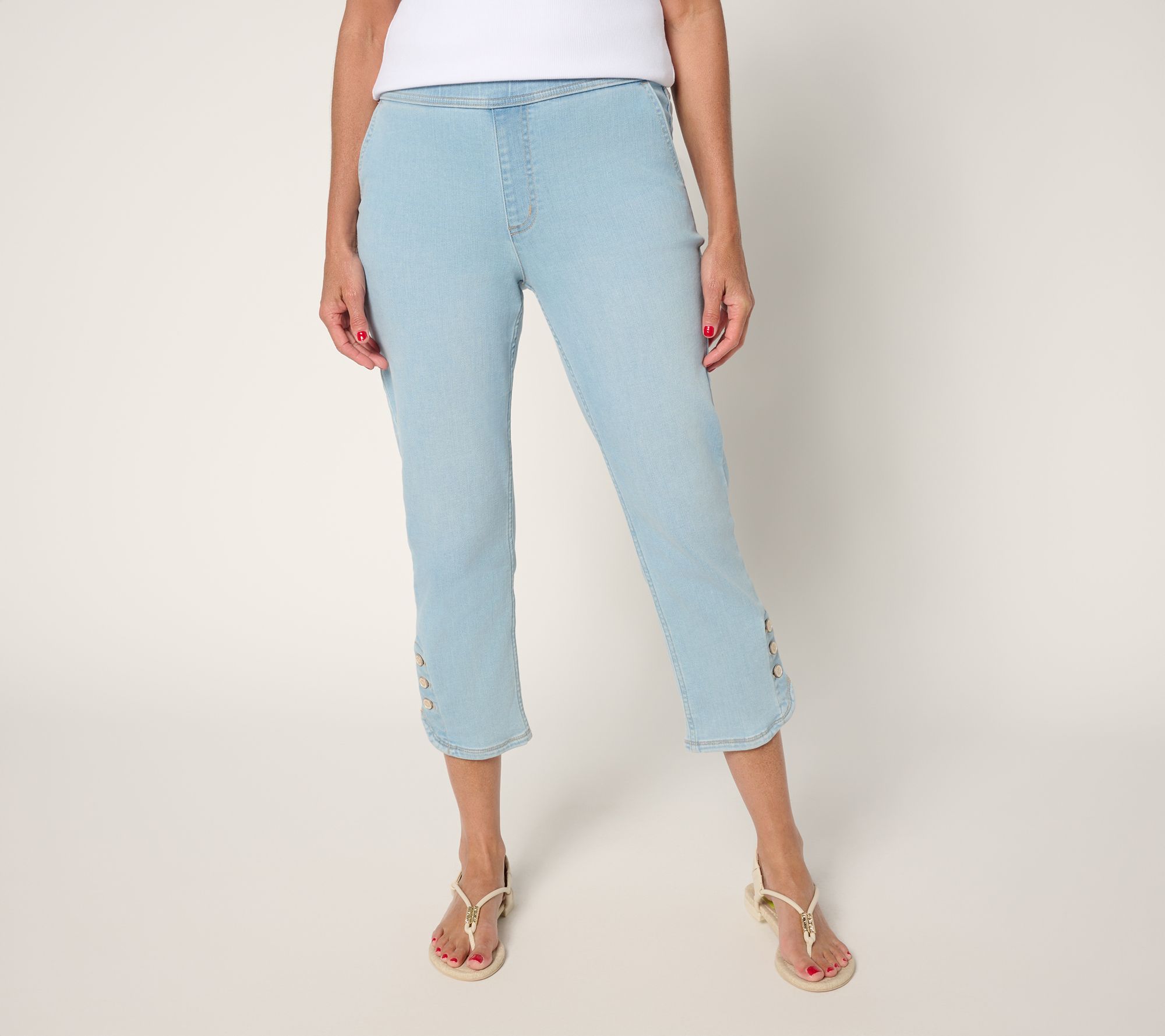 Martha Stewart Signature Regular Indigo Denim Crop w Button Detail