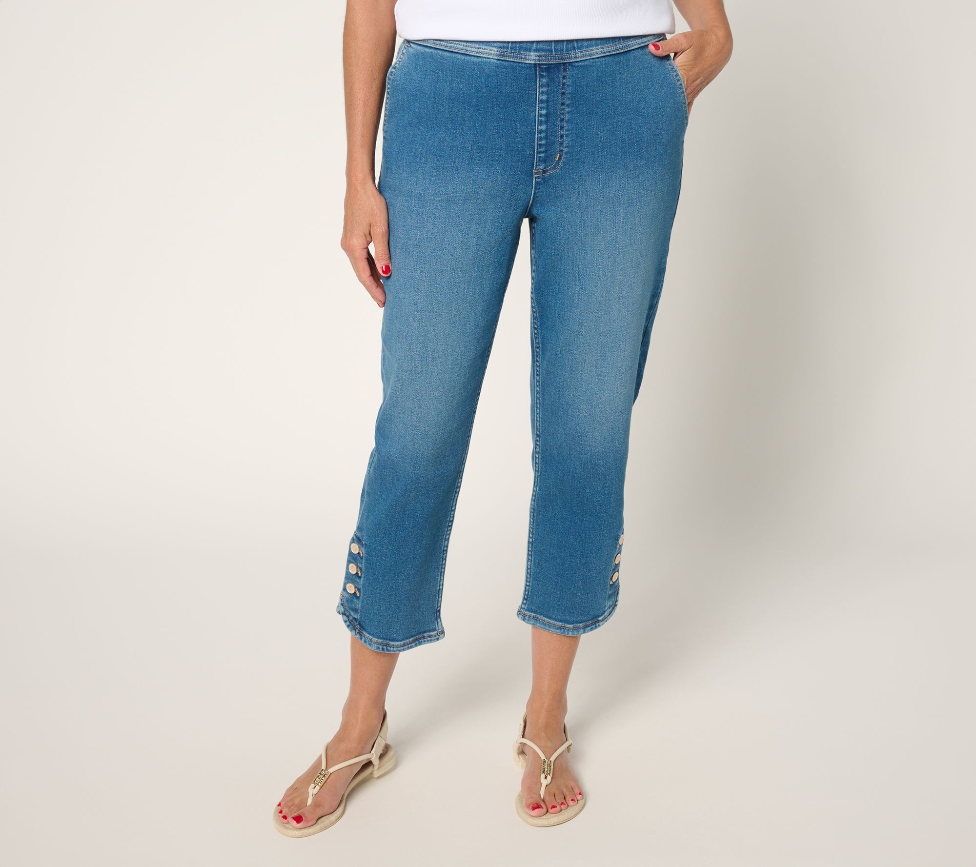 Martha Stewart Signature Regular Indigo Denim Crop w Button Detail