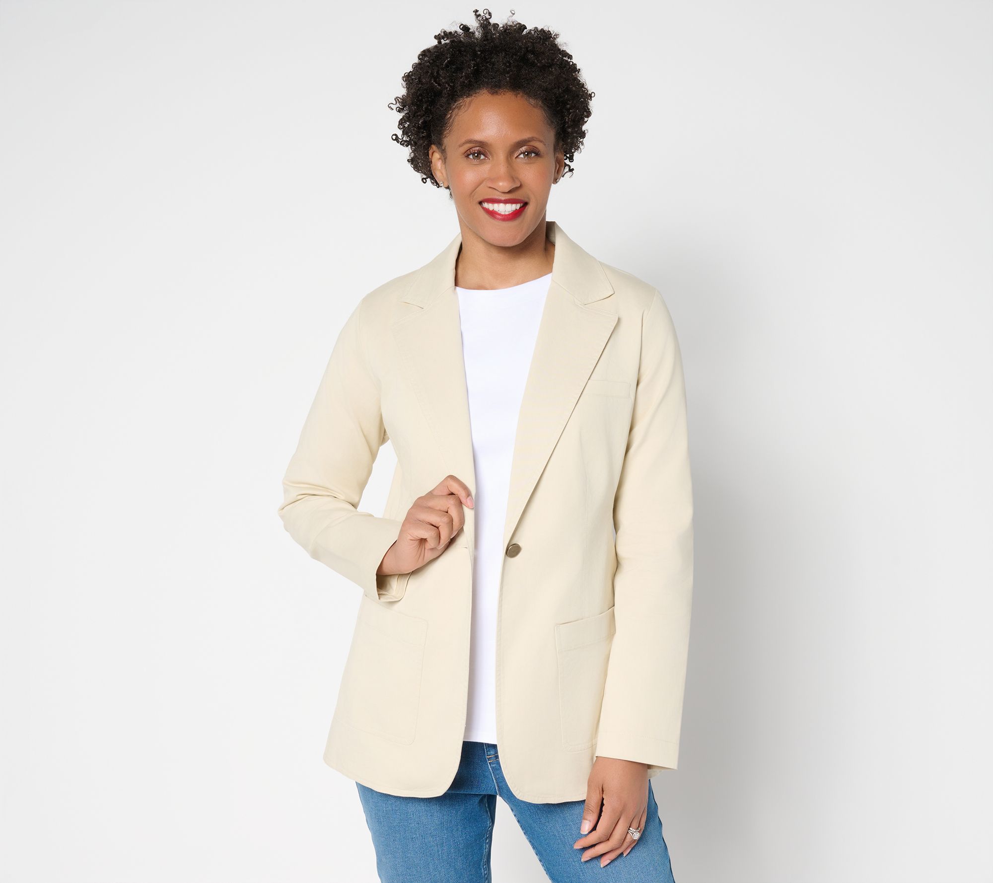 Martha Stewart Signature Twill Blazer with Pockets