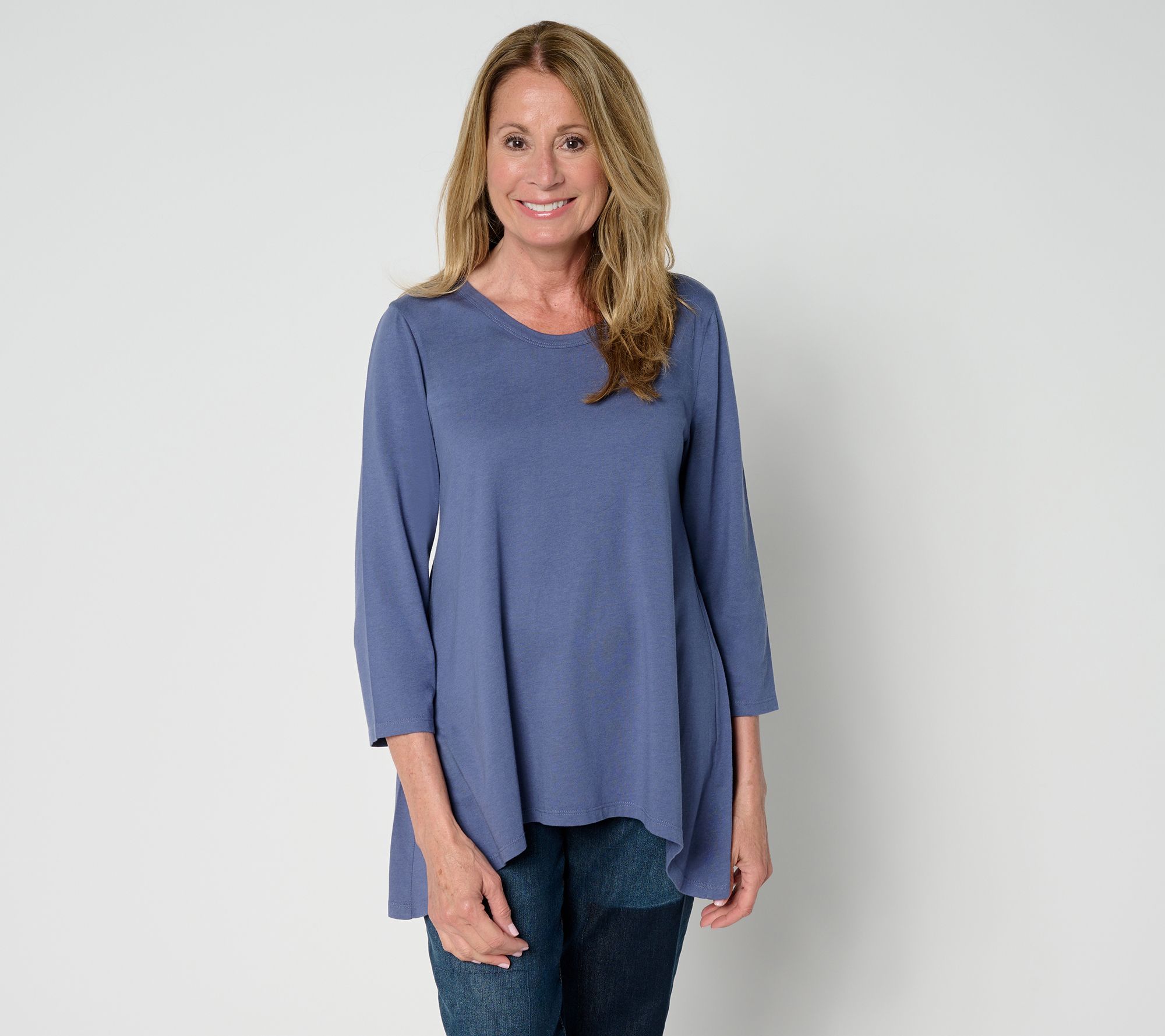 LOGO by Lori Goldstein 3/4 Sleeve Top with Sharkbite Hem