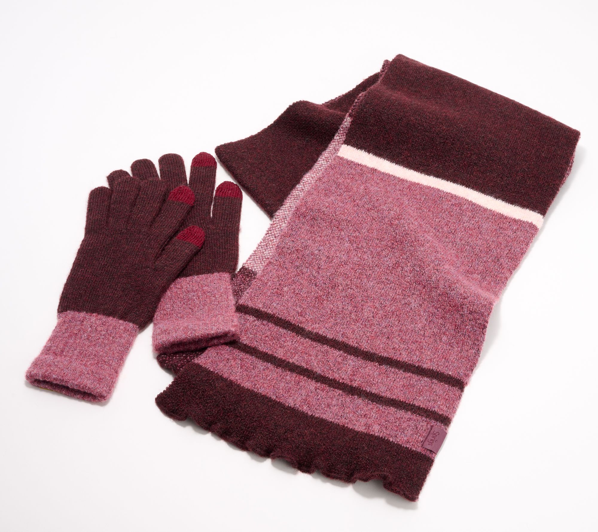 Sprigs Ruffle Edge Knit Scarf & Touchscreen Gloves Set