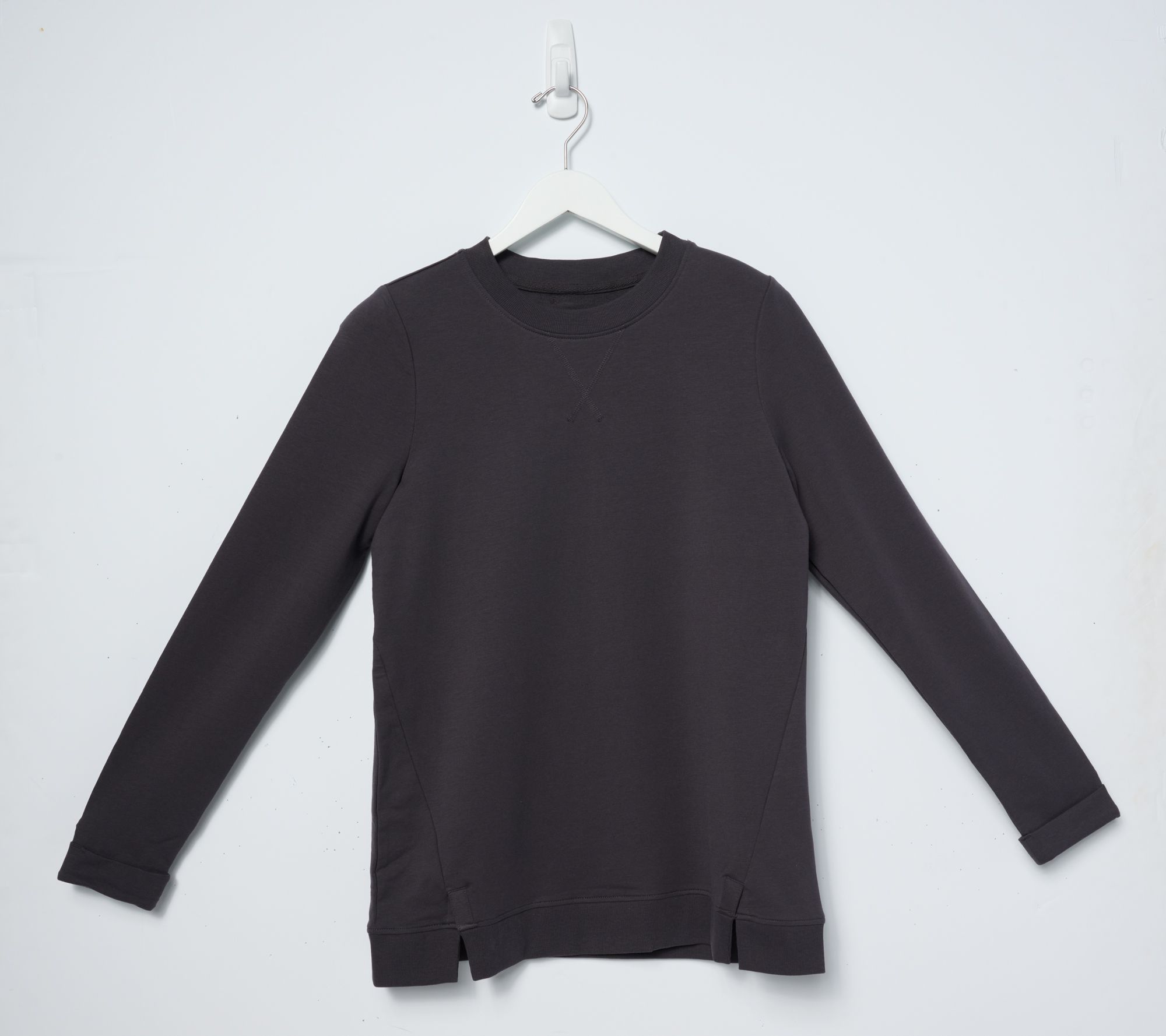 Denim & Co. Active French Terry Top with Slit Detail