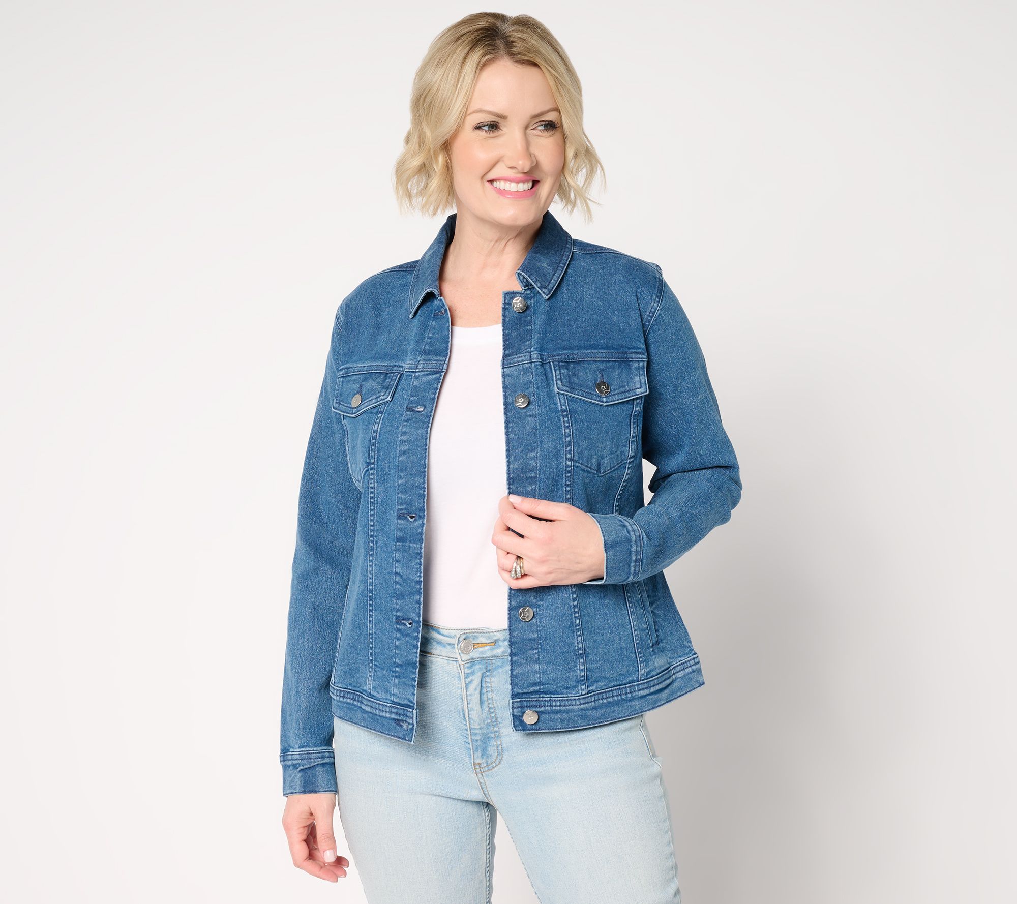 "As Is" Denim & Co. Indigo Classic Stretch Denim Jacket