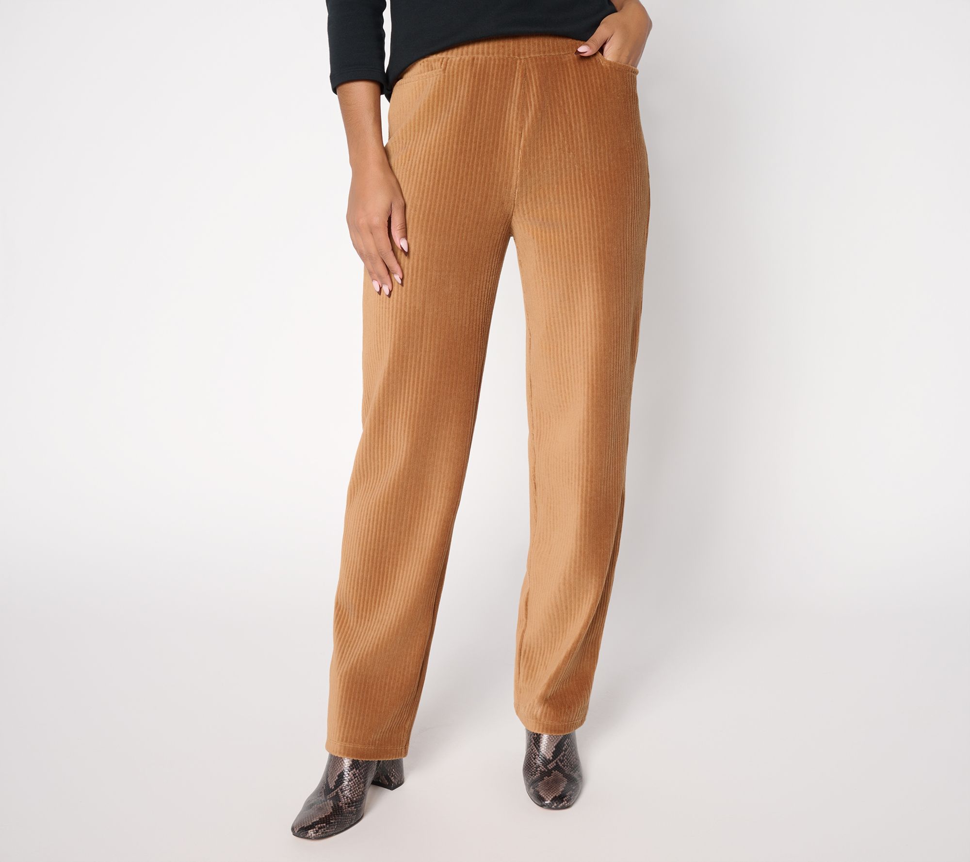 Susan Graver Weekend Knit Corduroy Straight Leg Pants