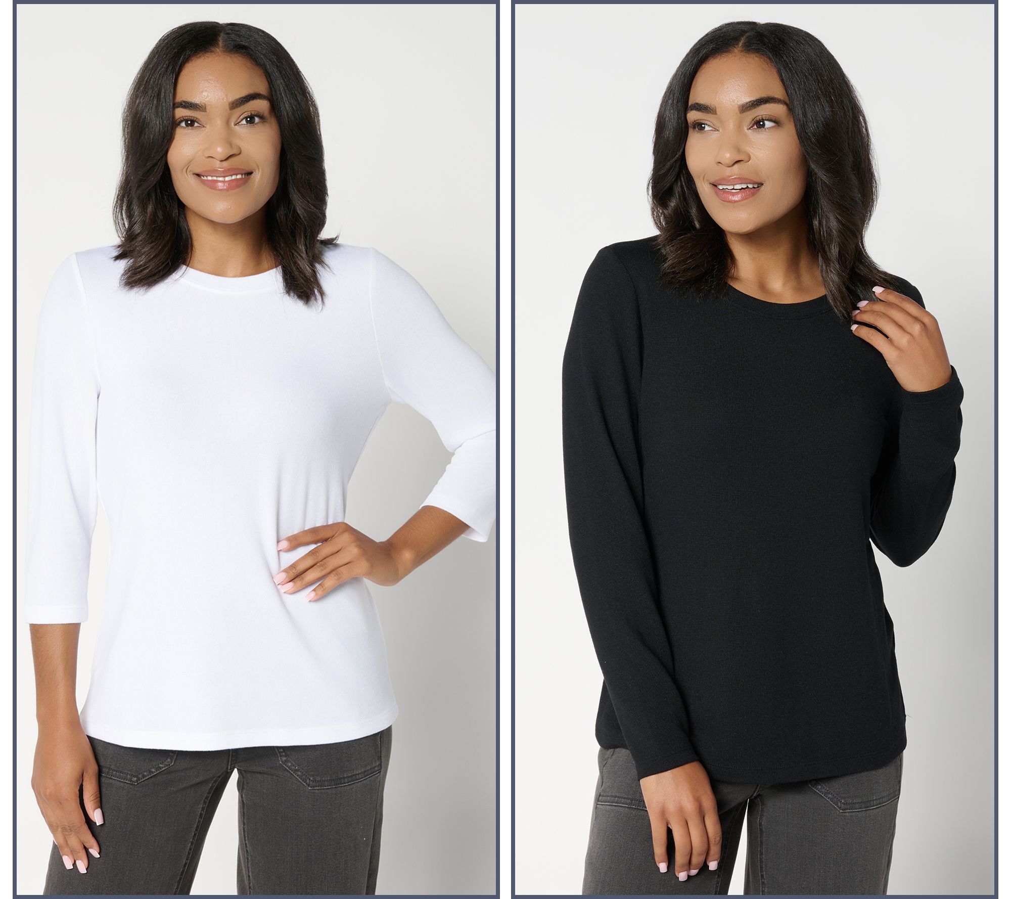 "As Is" Denim & Co. Essentials Heavenly Jersey Variety 2-Pack Round Neck Tops