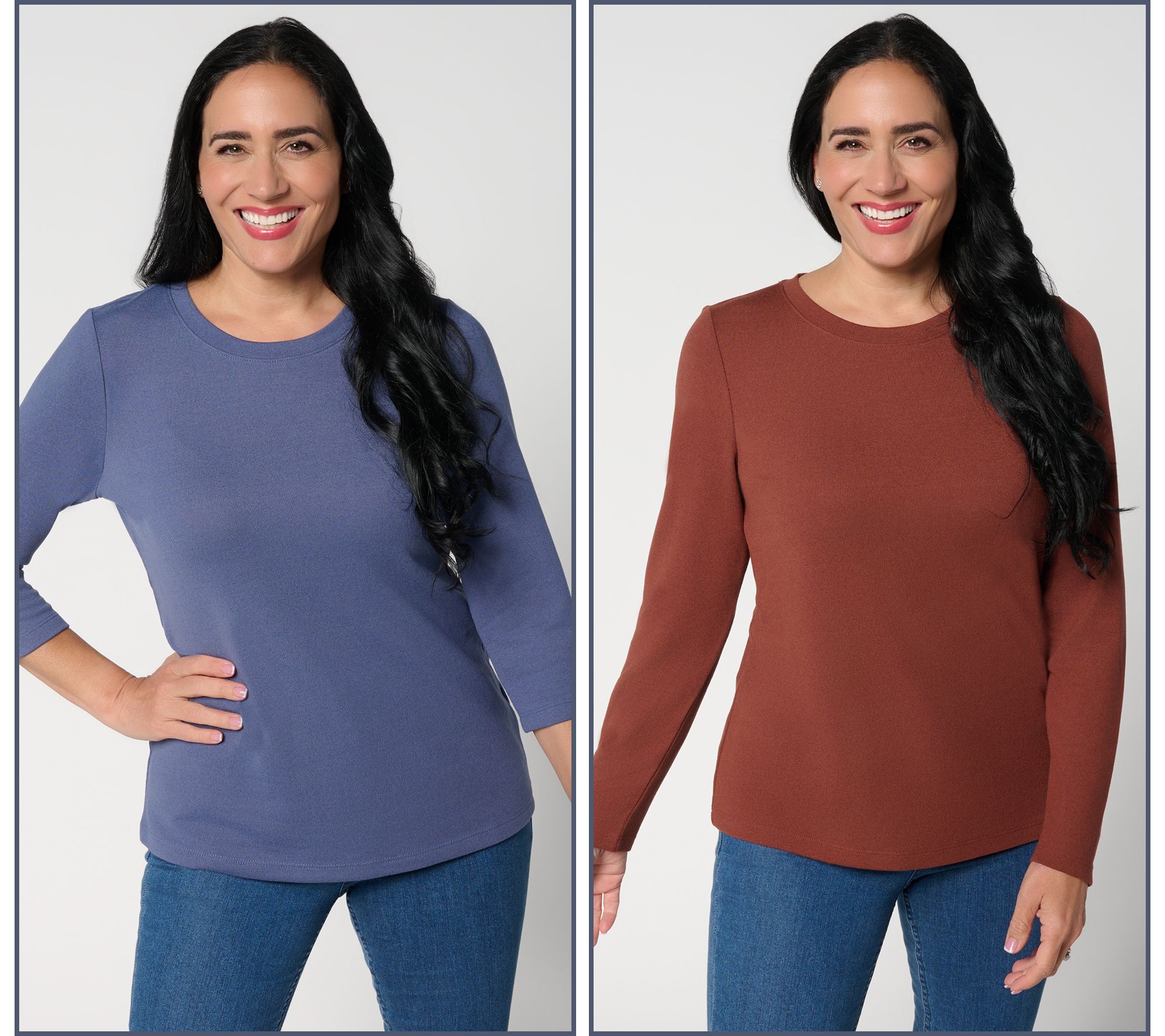 "As Is" Denim & Co. Essentials Heavenly Jersey Variety 2-Pack Round Neck Tops
