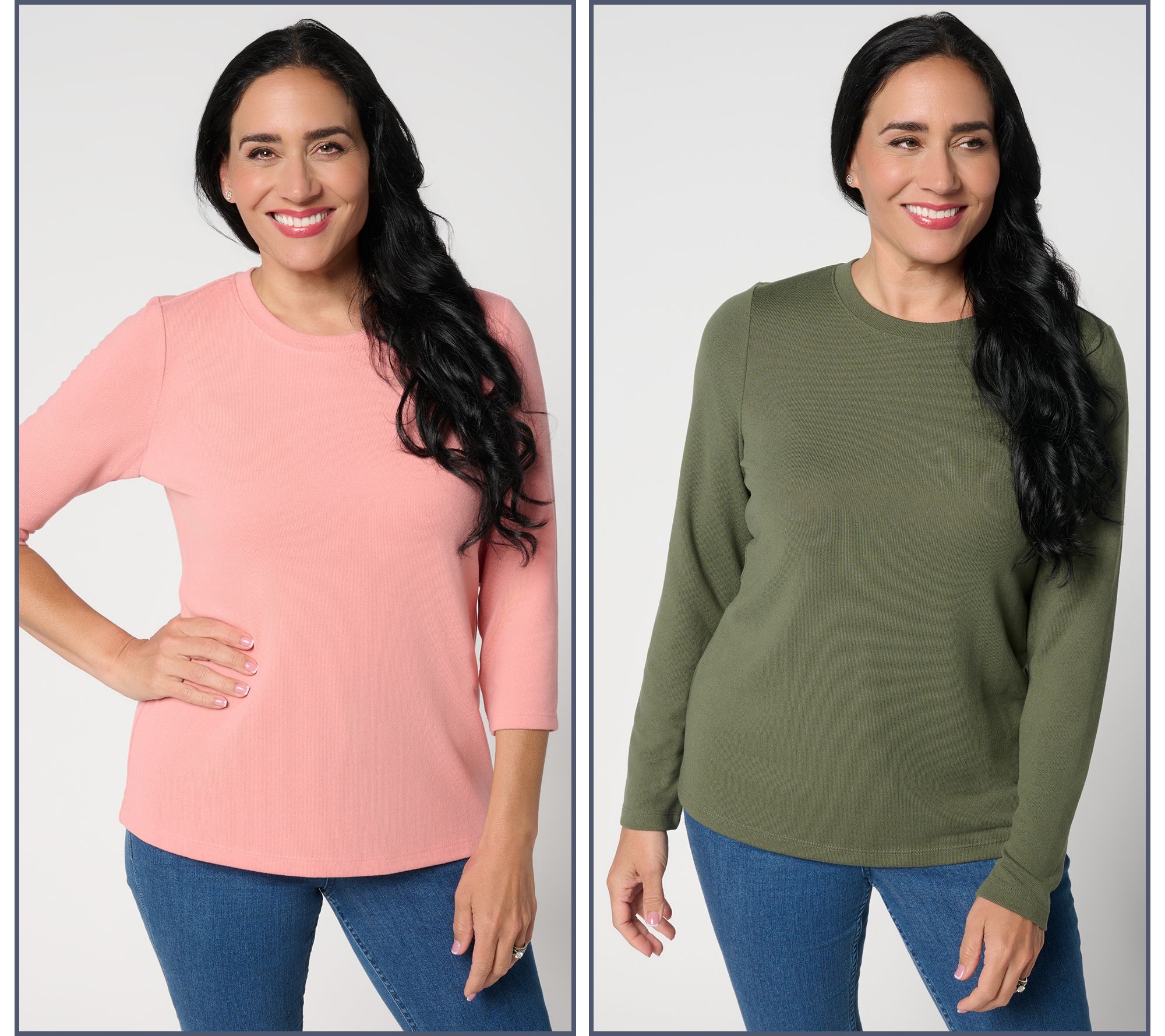 "As Is" Denim & Co. Essentials Heavenly Jersey Variety 2-Pack Round Neck Tops
