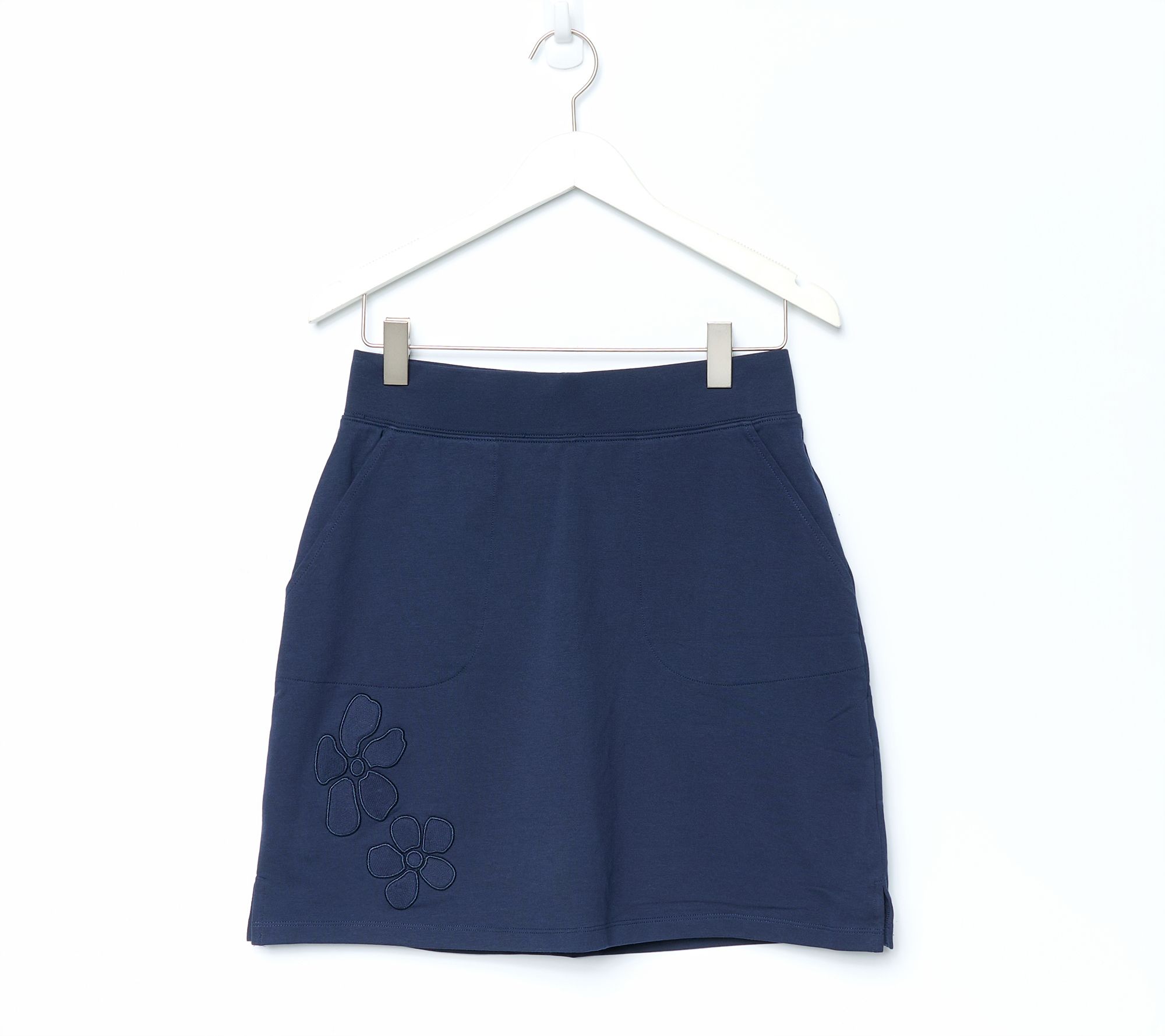 Denim & Co. Active Petite French Terry Skort with Patchwork