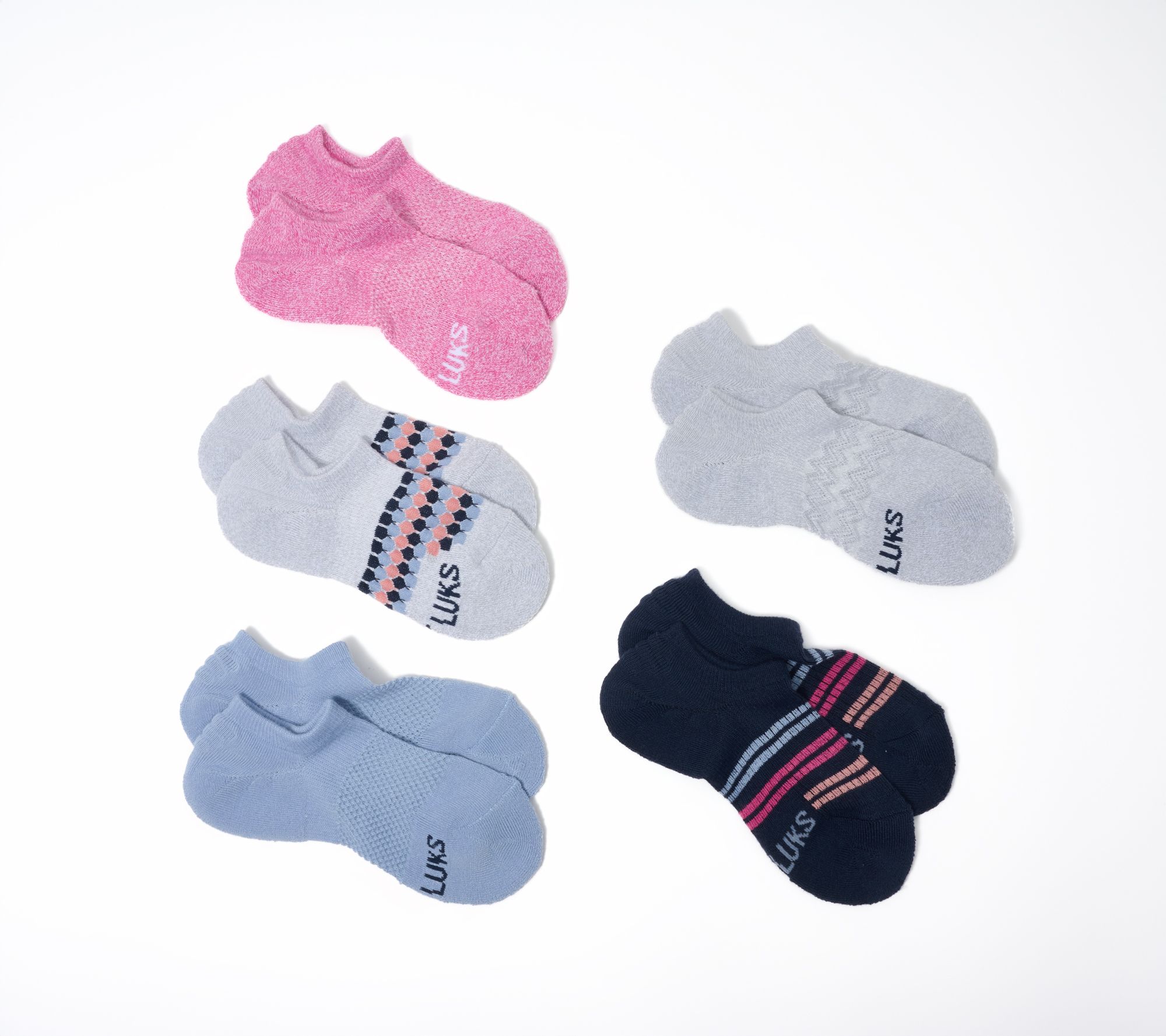 MUK LUKS Set of 5 Dream Step No-Show Socks