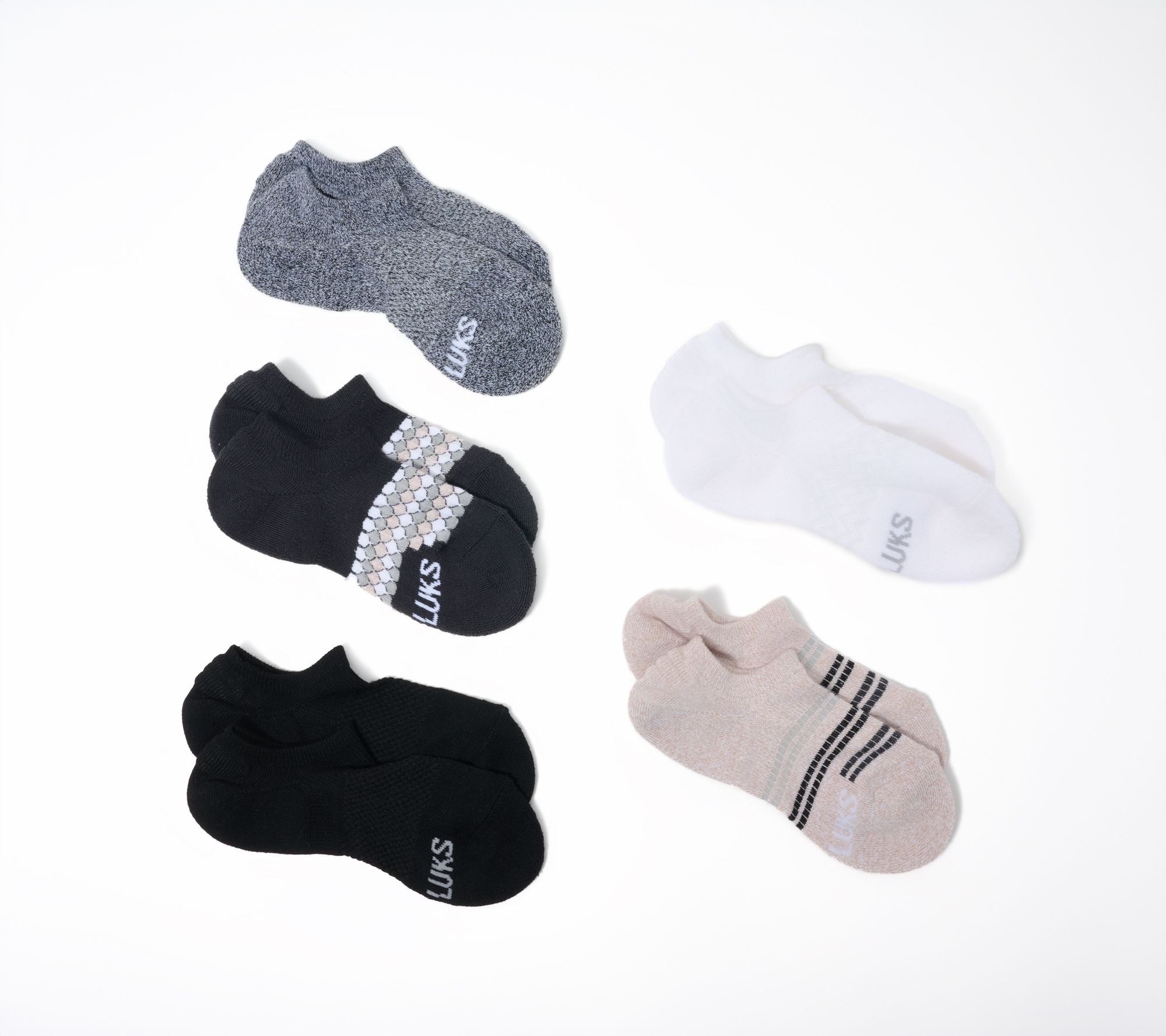 MUK LUKS Set of 5 Dream Step No-Show Socks