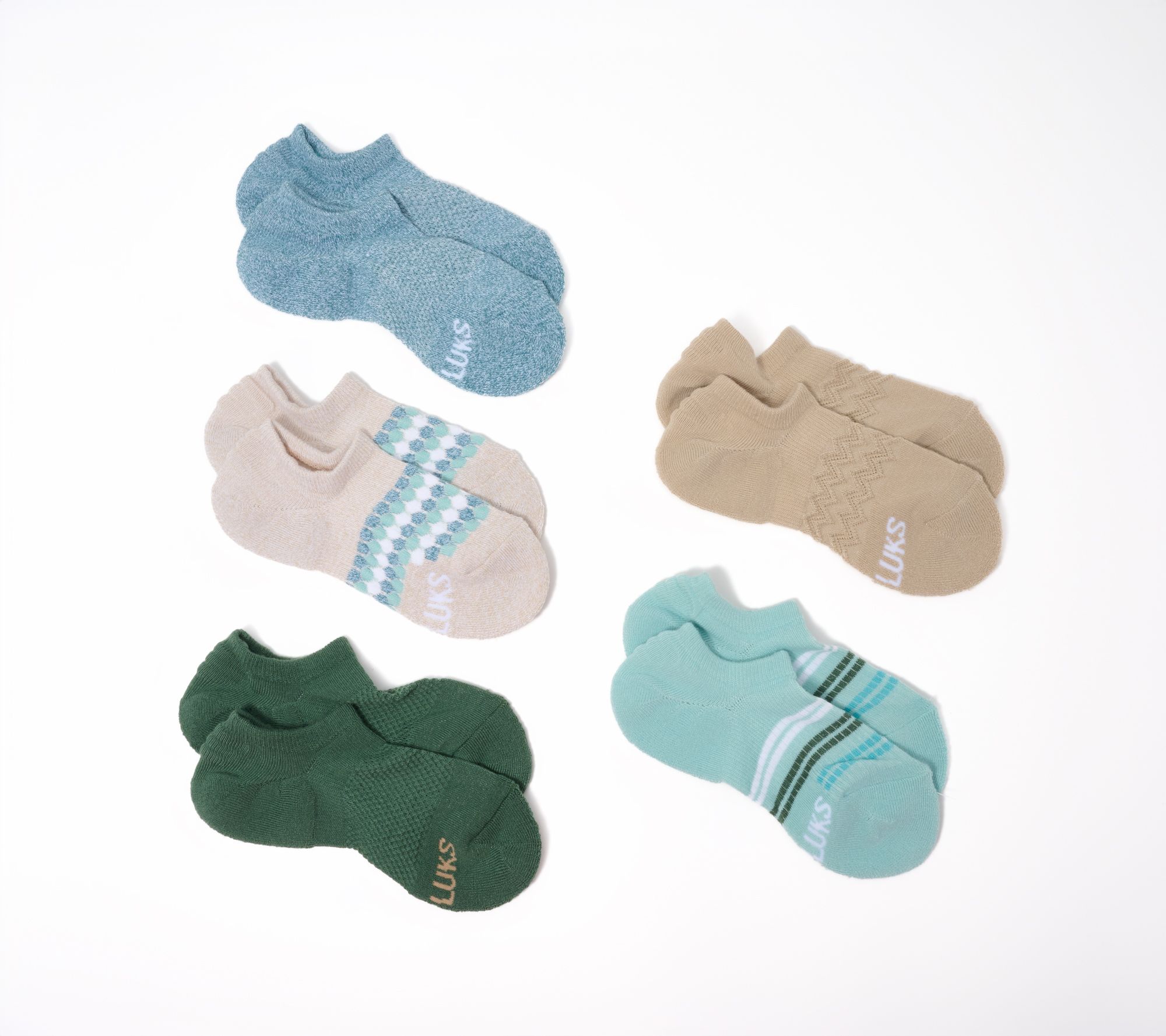 MUK LUKS Set of 5 Dream Step No-Show Socks