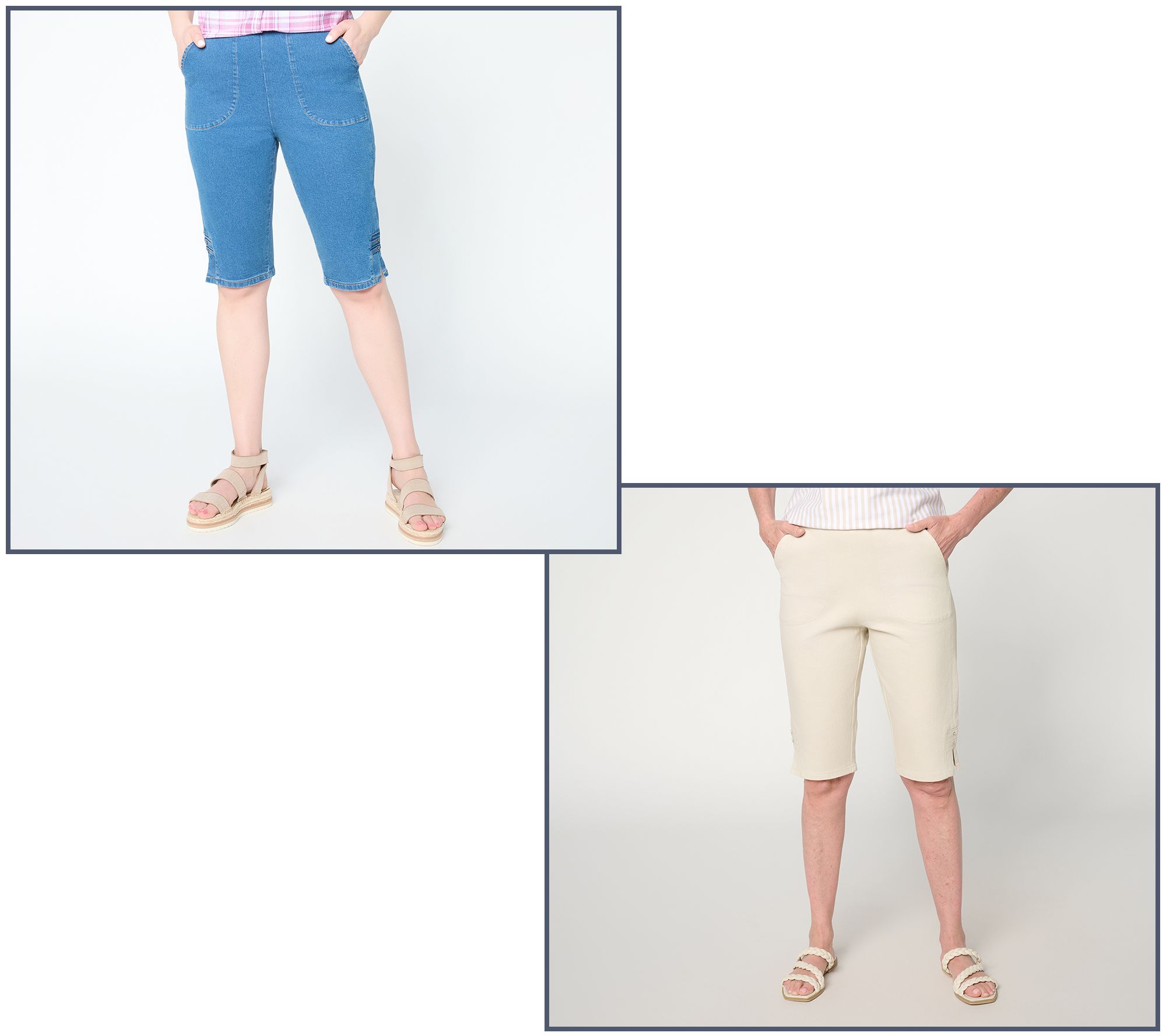  Denim & Co. Flat Front Bermuda Shorts w/ Hem Detail - A724185