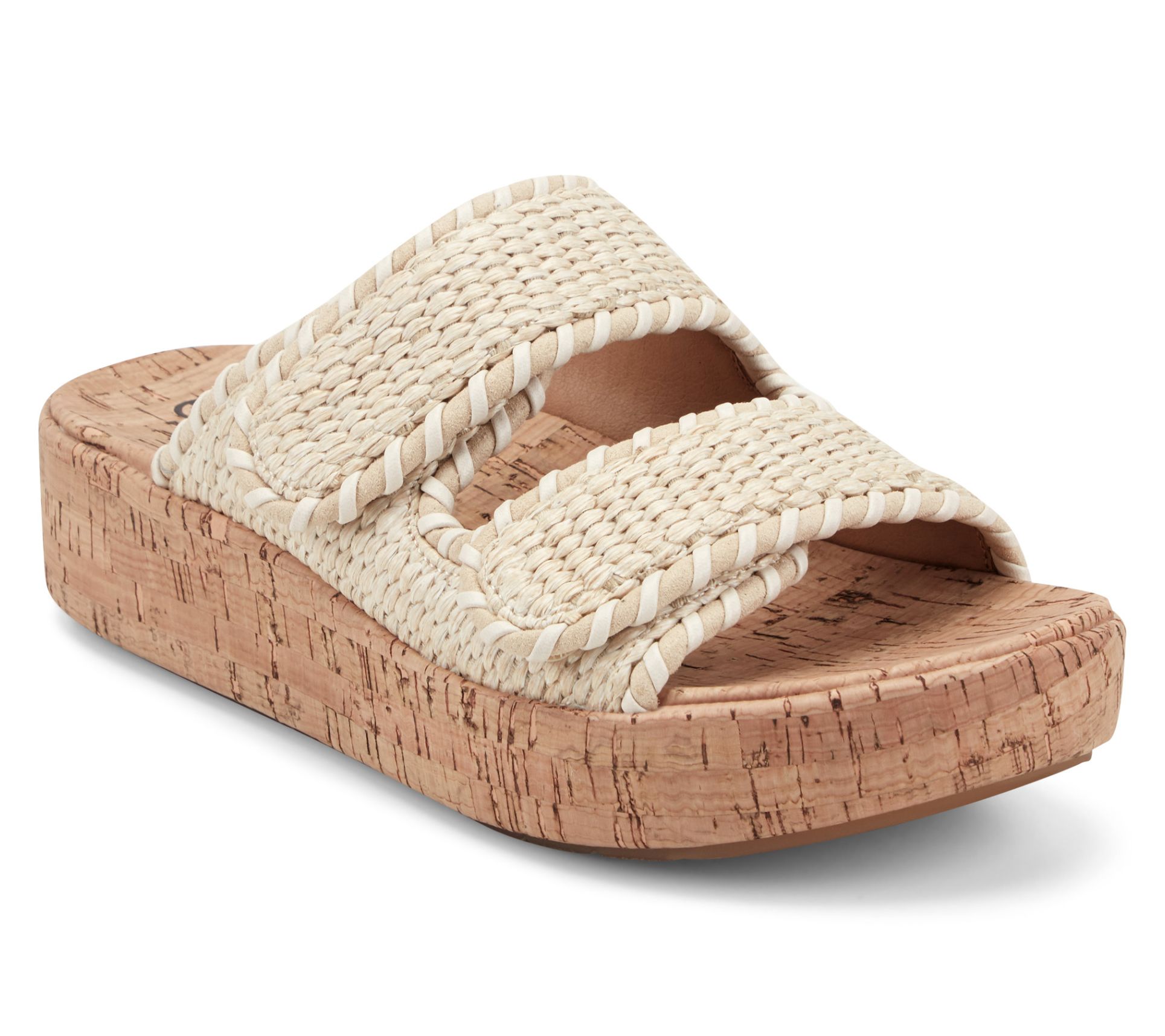 Earth Raffia Platform Slide Sandals -Sprinti
