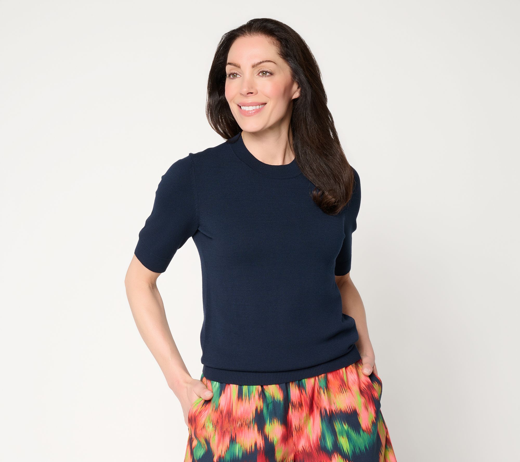 Carla Rockmore Collection All Season Yarn Elbow Sleeve Sweater