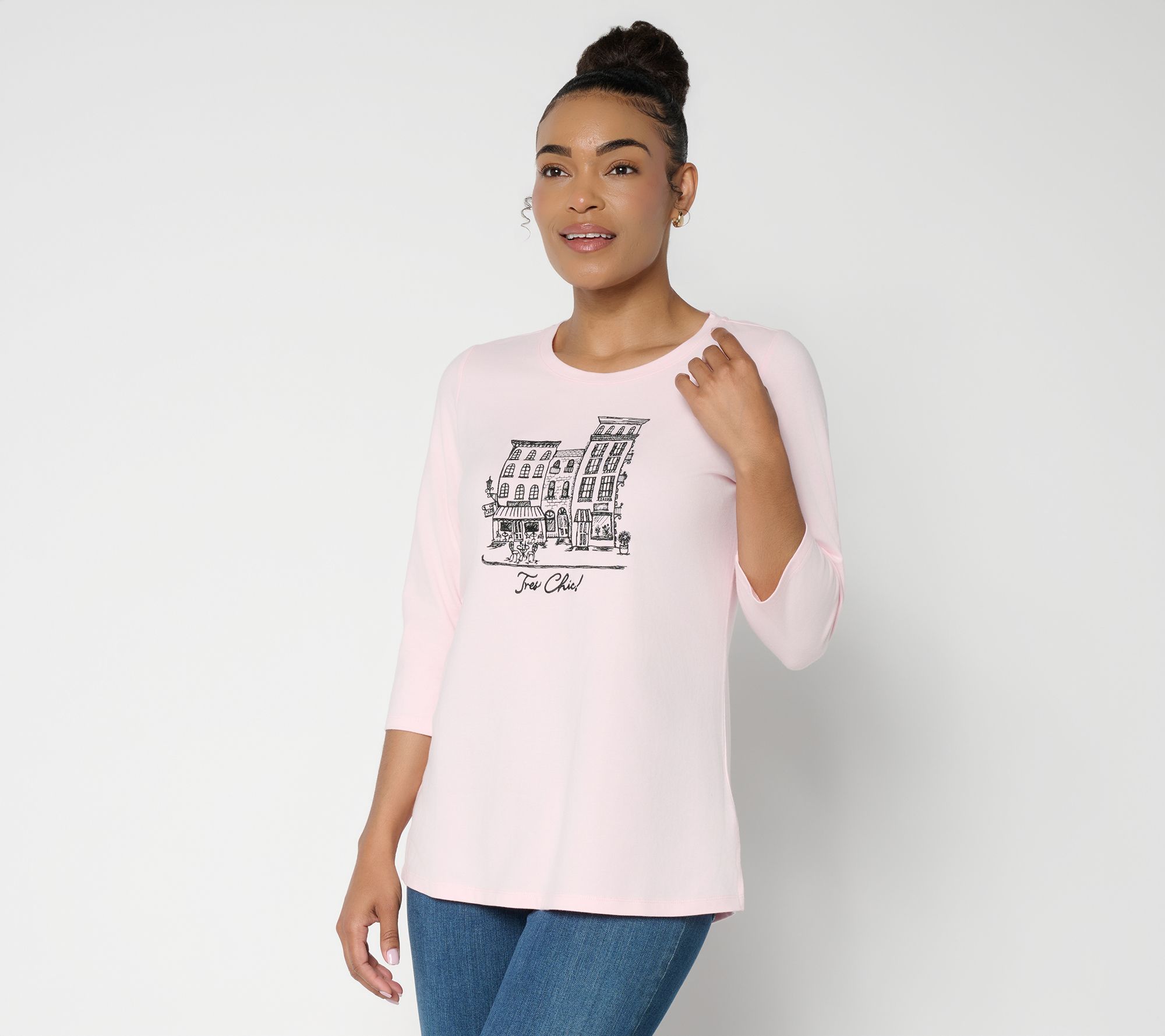  Belle by Kim Gravel TripleLuxe Knit Tres Chic 3/4 Sleeve Top - A728485