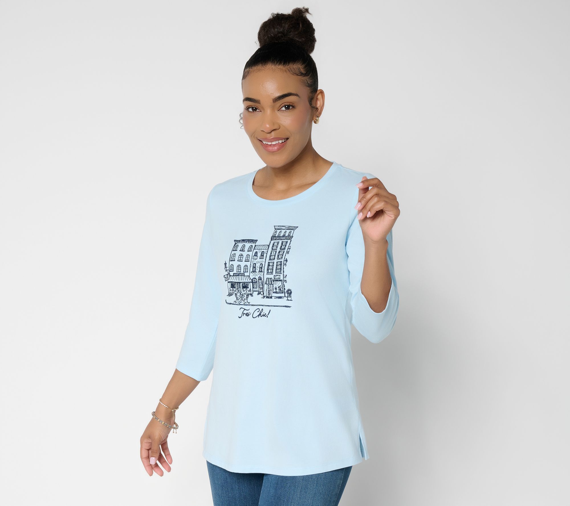 Belle by Kim Gravel TripleLuxe Knit Tres Chic 3/4 Sleeve Top