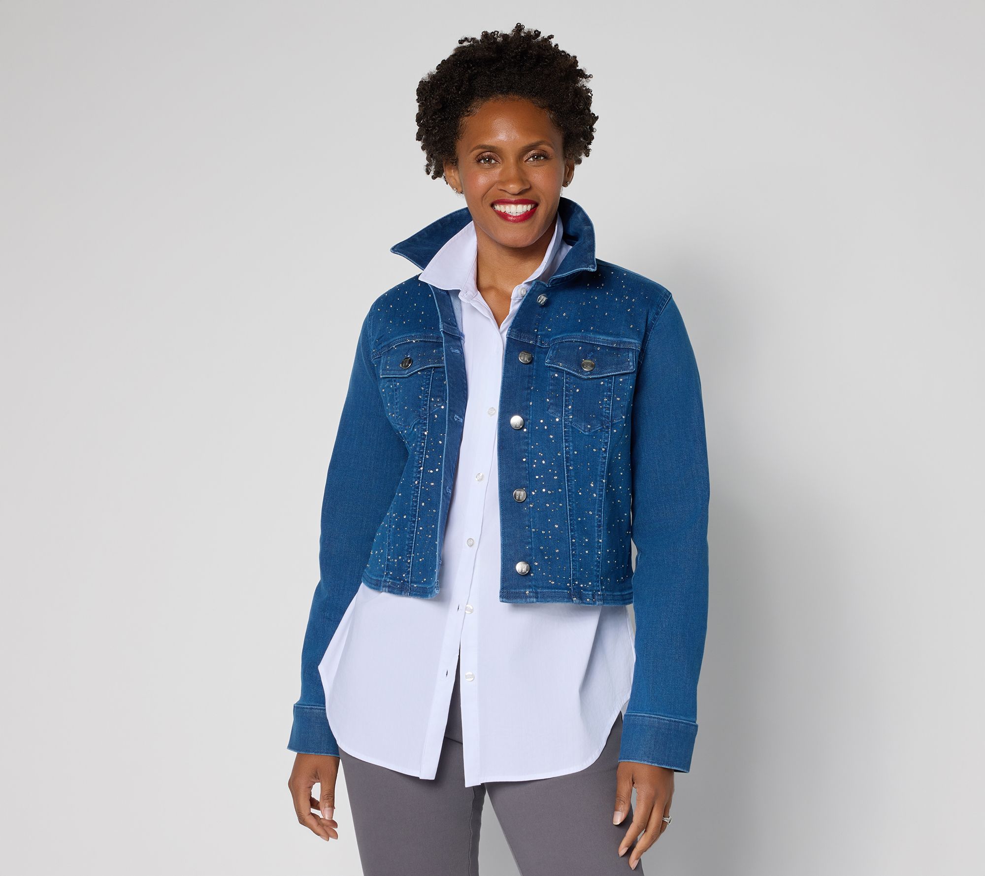 "As Is" Women with Control Contour Curves Rhinestone Jacket