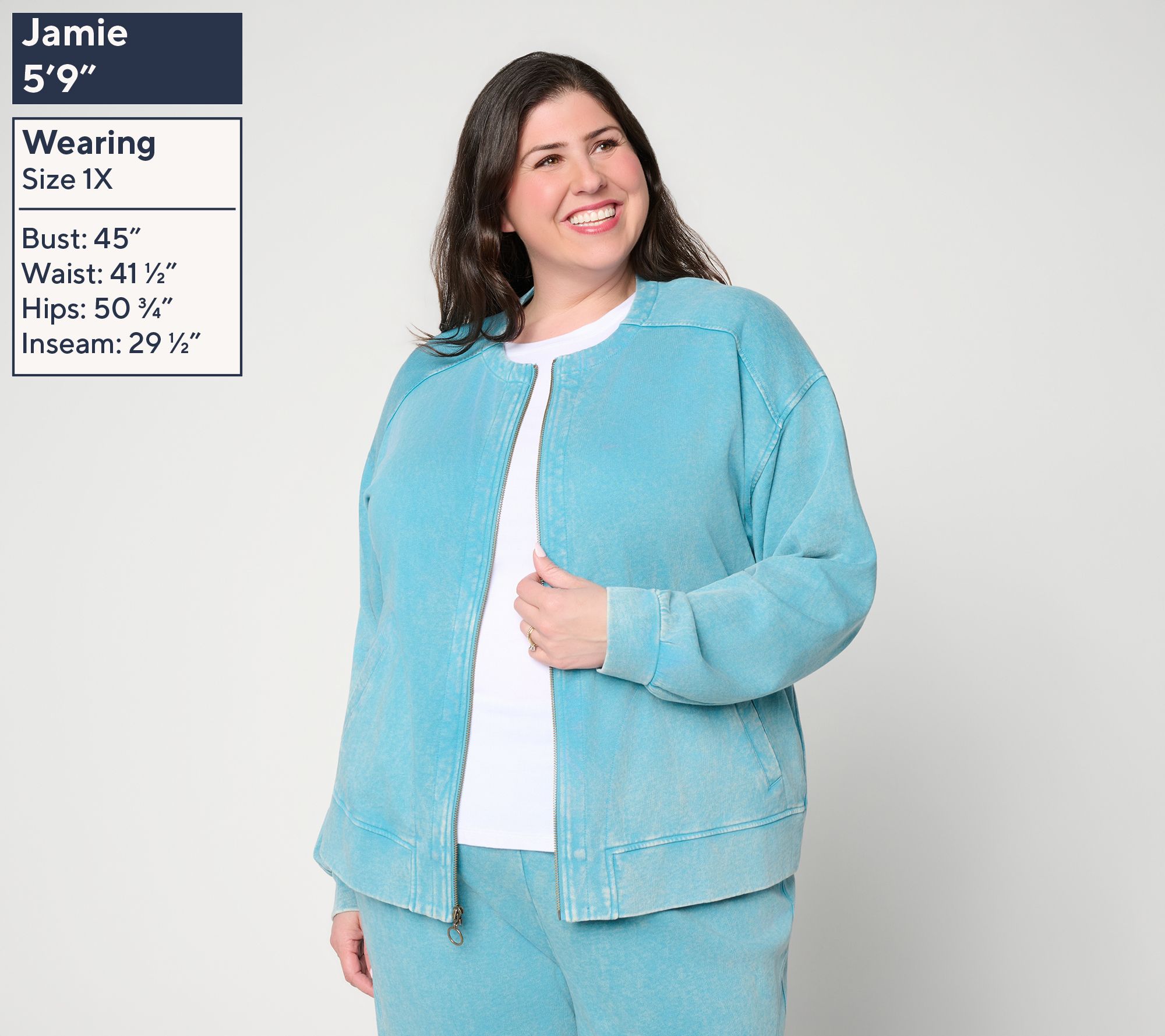 AnyBody Washed French Terry Zip Front Jacket - QVC.com