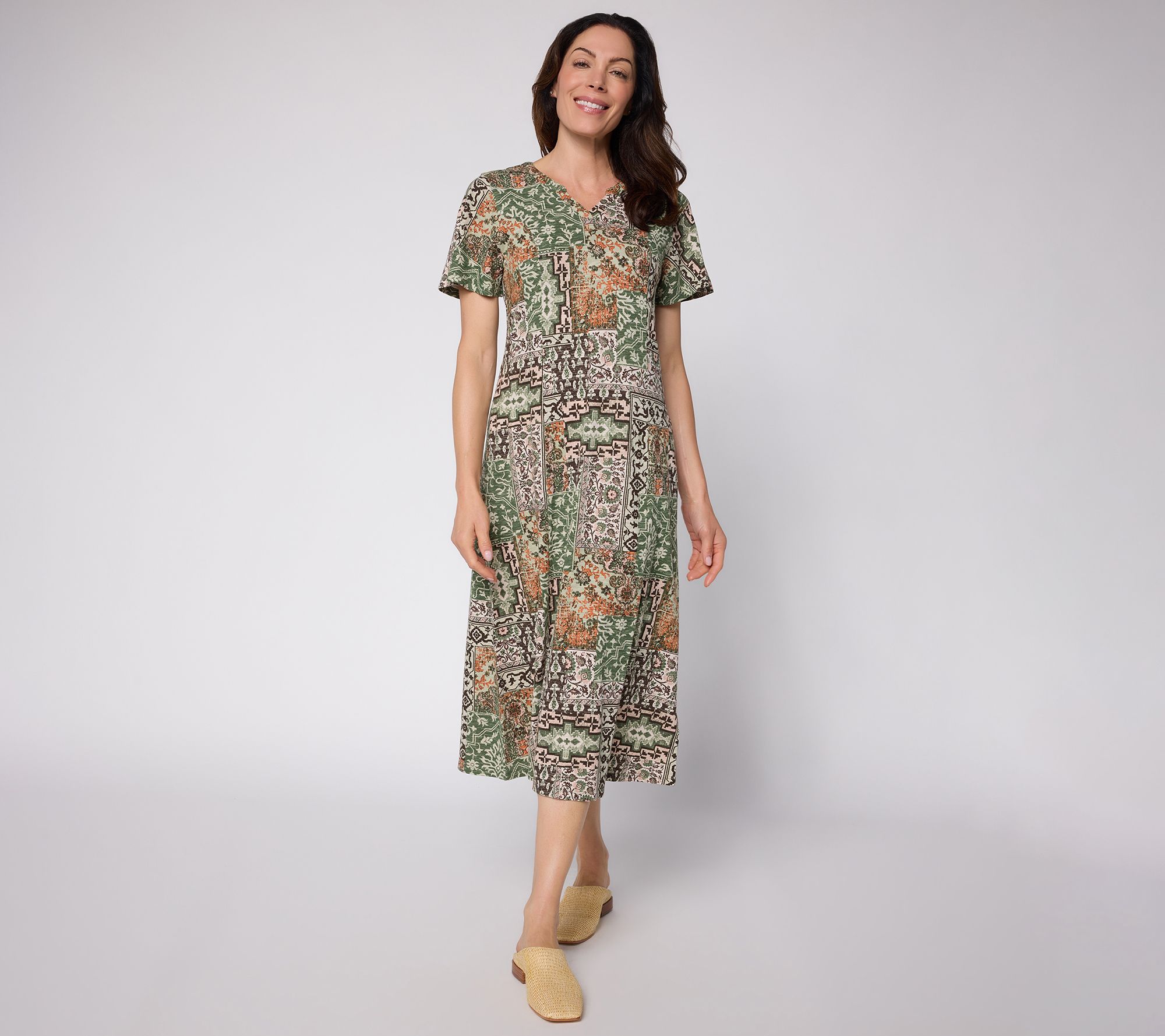 rib knit dress Ribbed Short Sleeve Midi with Faux Buttons Perfect for your nine Anahi Fit and Flare Color:Pale Daffodil 6.13.26