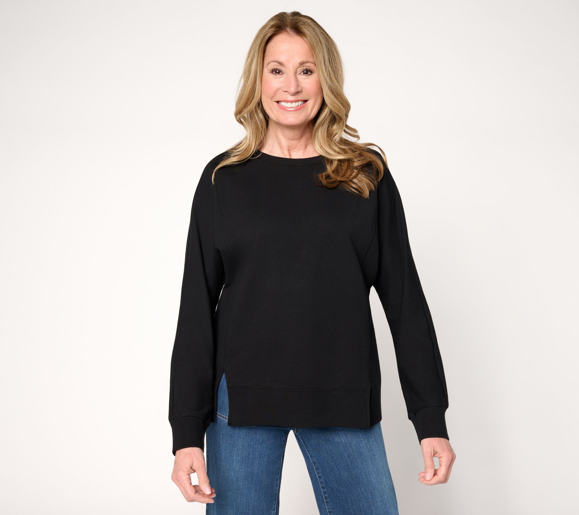 "As Is" Belle by Kim Gravel French Terry Topstitched Double Vent Top