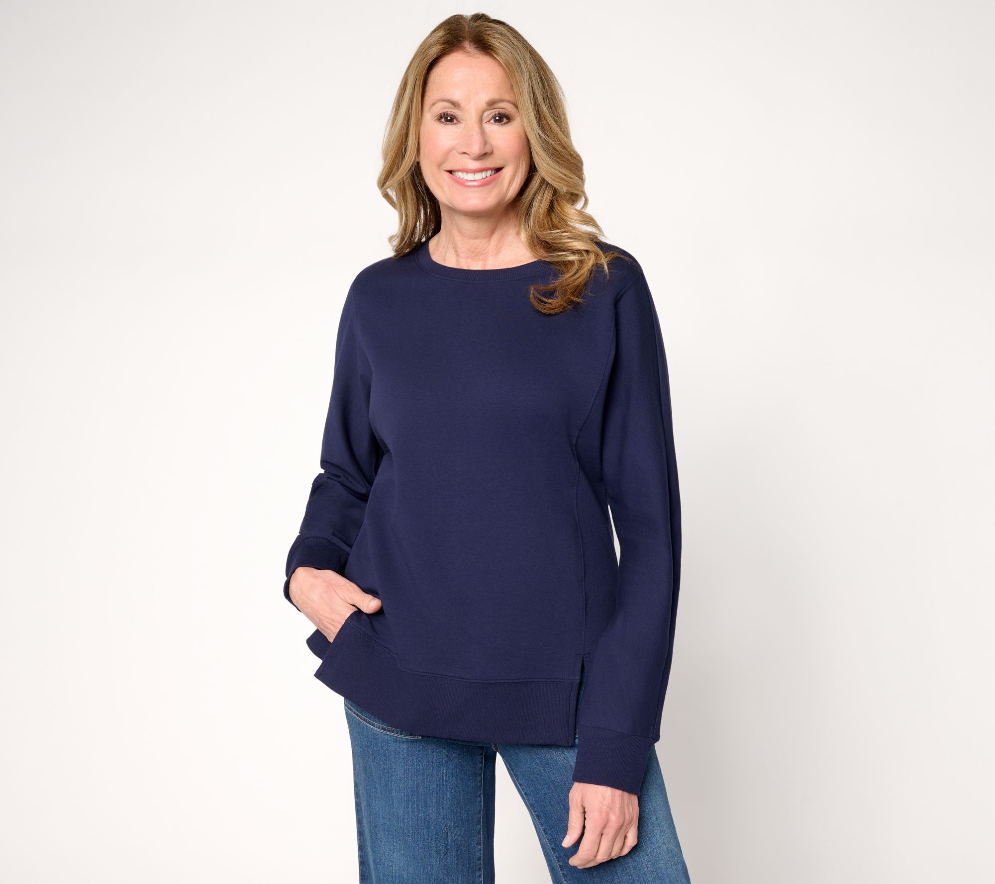 "As Is" Belle by Kim Gravel French Terry Topstitched Double Vent Top