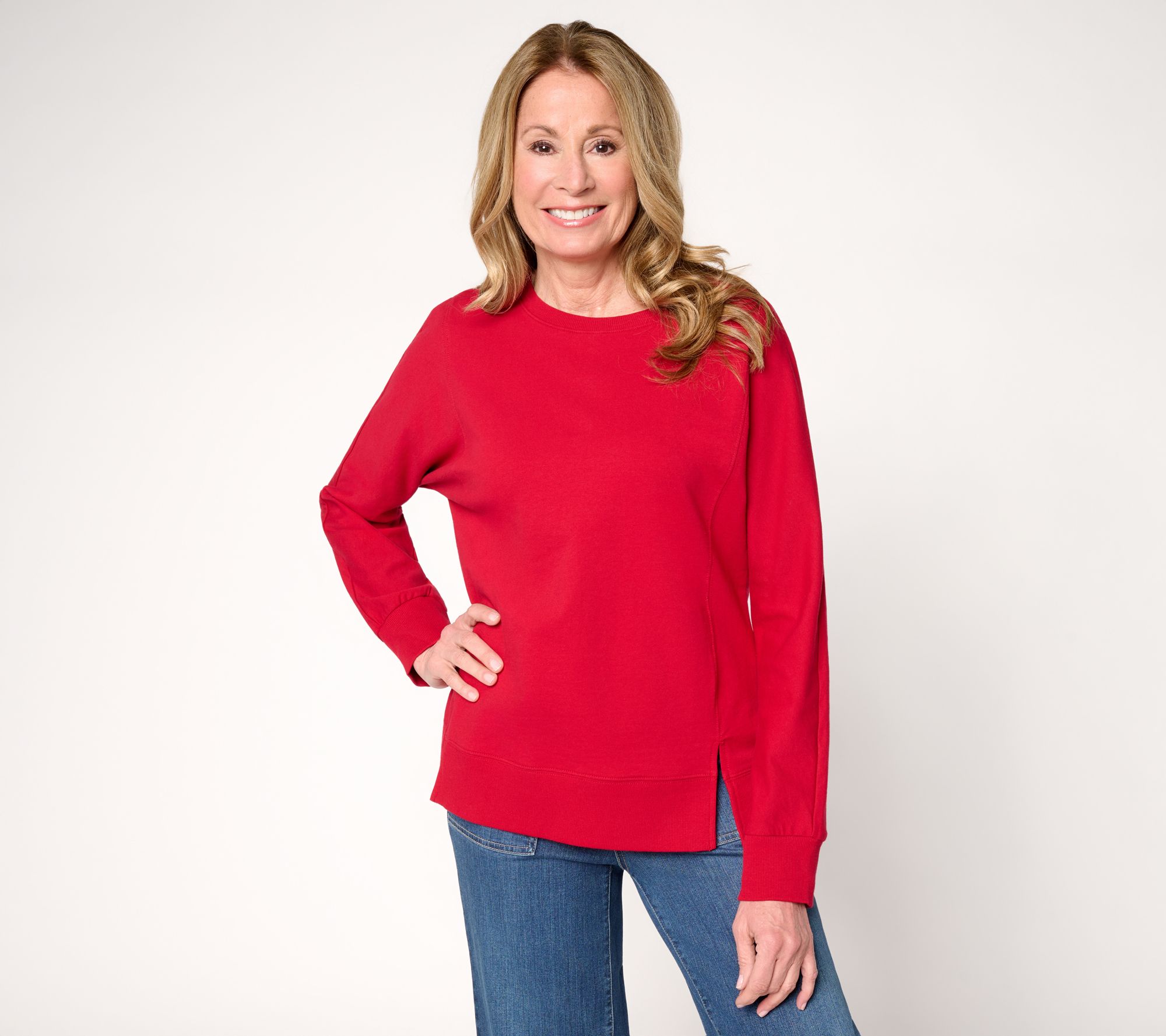 "As Is" Belle by Kim Gravel French Terry Topstitched Double Vent Top