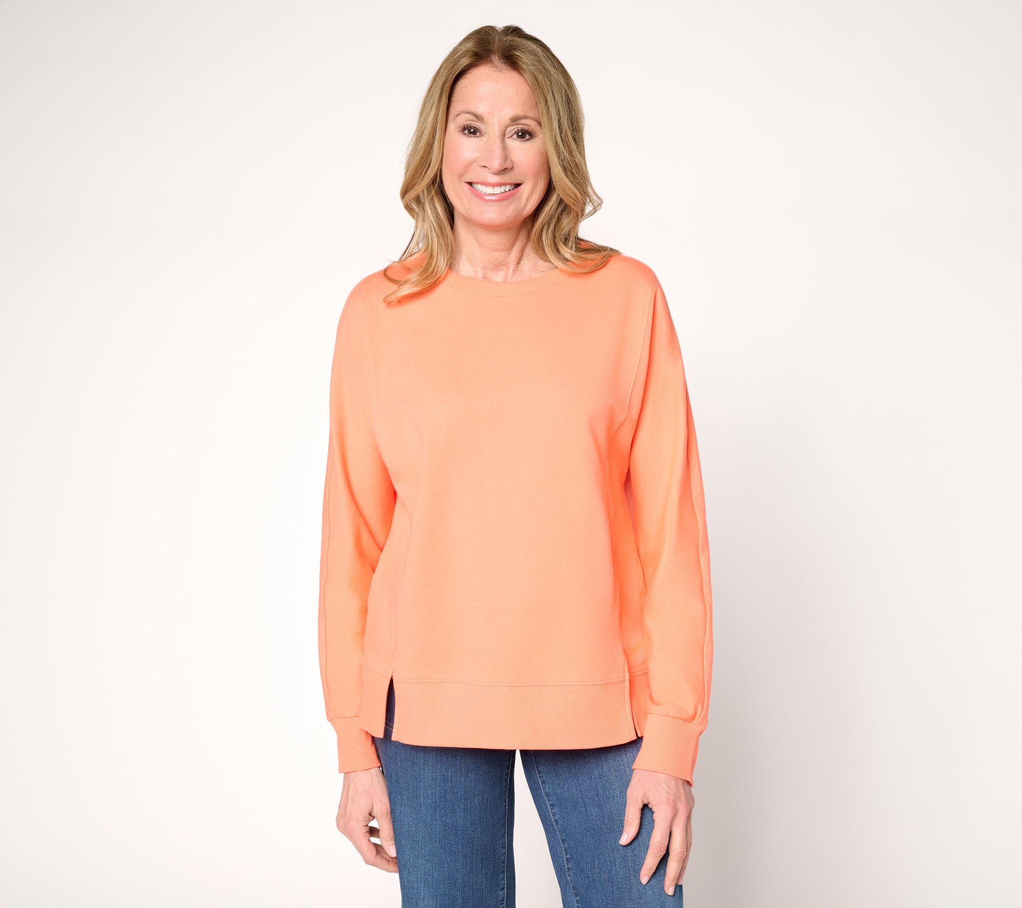"As Is" Belle by Kim Gravel French Terry Topstitched Double Vent Top