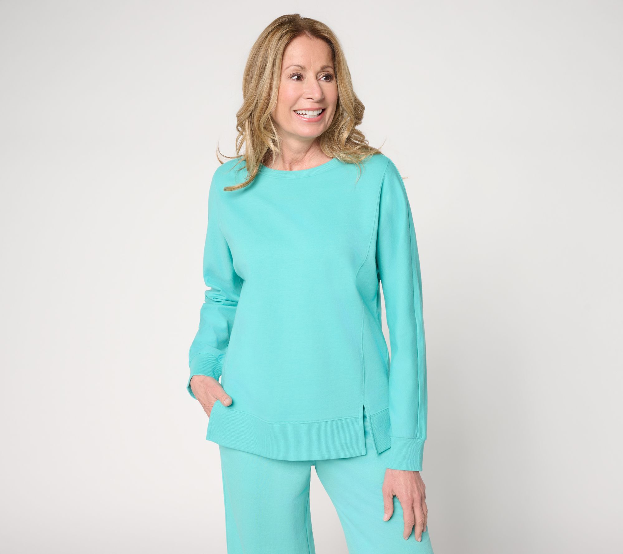 "As Is" Belle by Kim Gravel French Terry Topstitched Double Vent Top