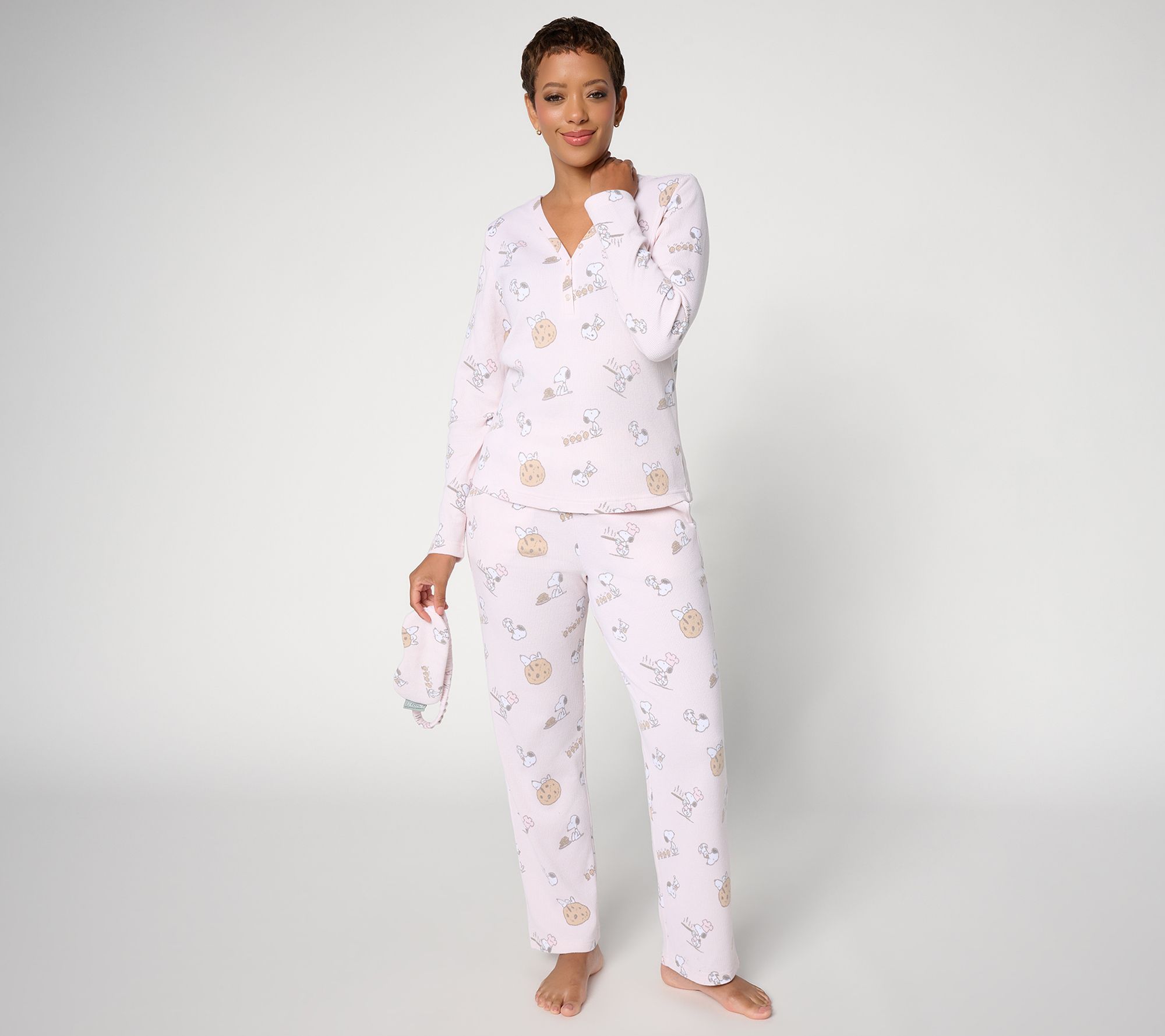 Berkshire Homewear Peanuts Soft Waffle PJ Set w/ Mask
