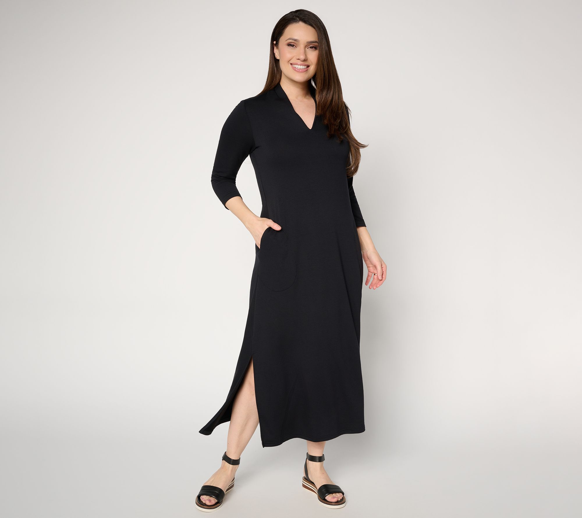 "As Is" Brandis Dress Out Loud Acquitted Knit 3/4 Sleeve Pet Maxi Dress