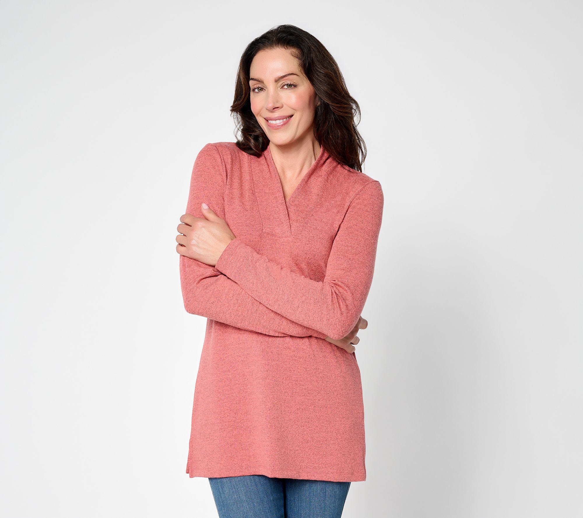  Denim & Co. Regular Heavenly Jersey Crossover V -Neck Tunic