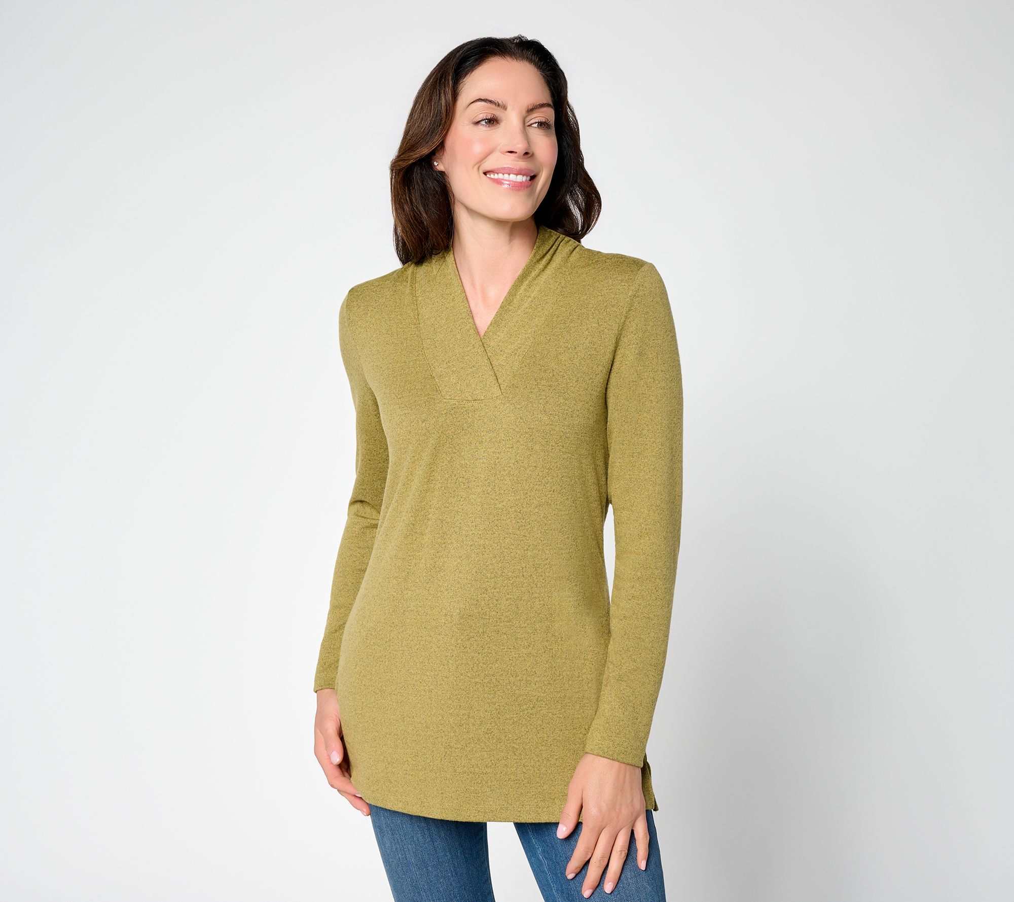 Denim & Co. Regular Heavenly Jersey Crossover V -Neck Tunic