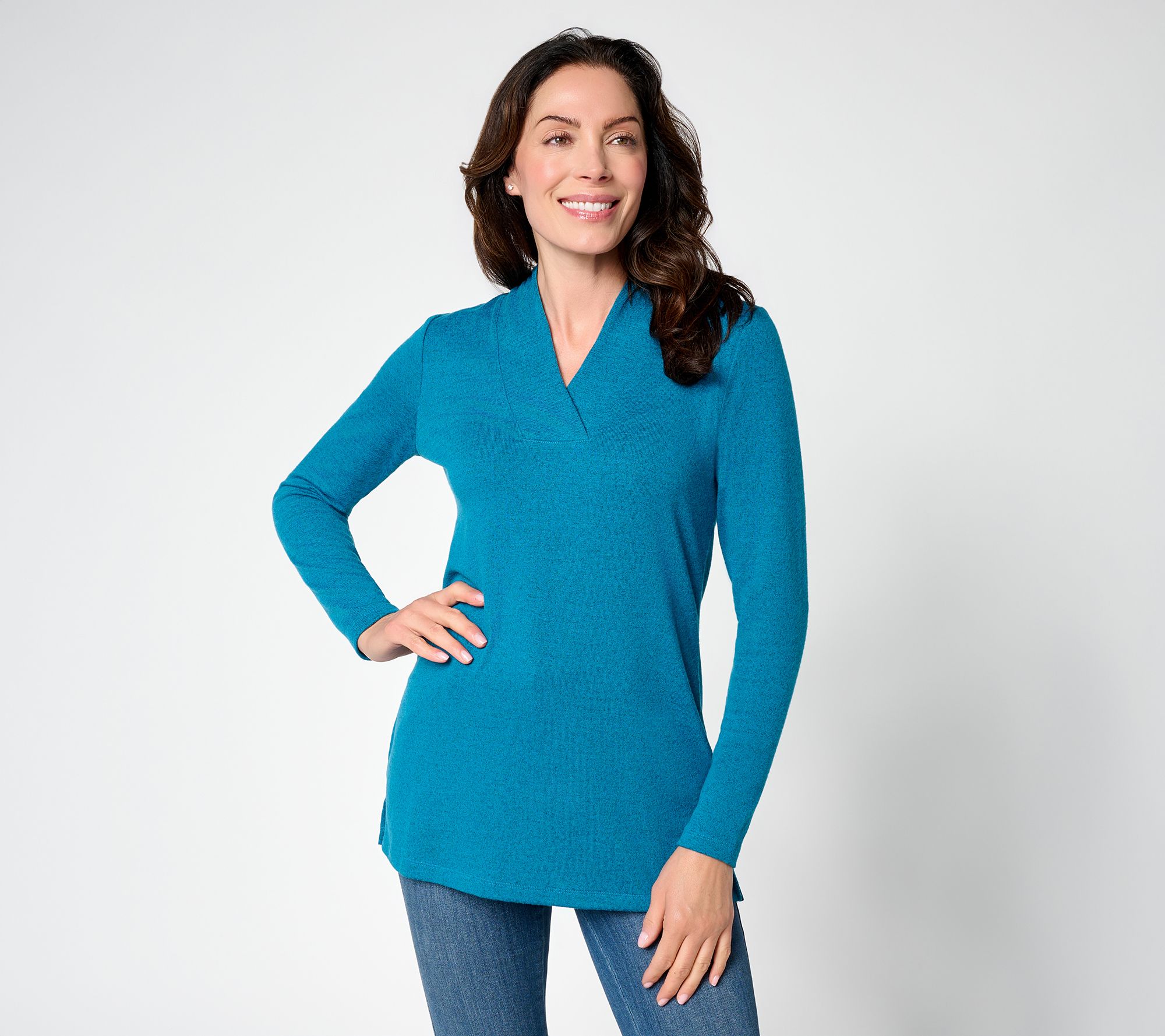 Denim & Co. Regular Heavenly Jersey Crossover V -Neck Tunic