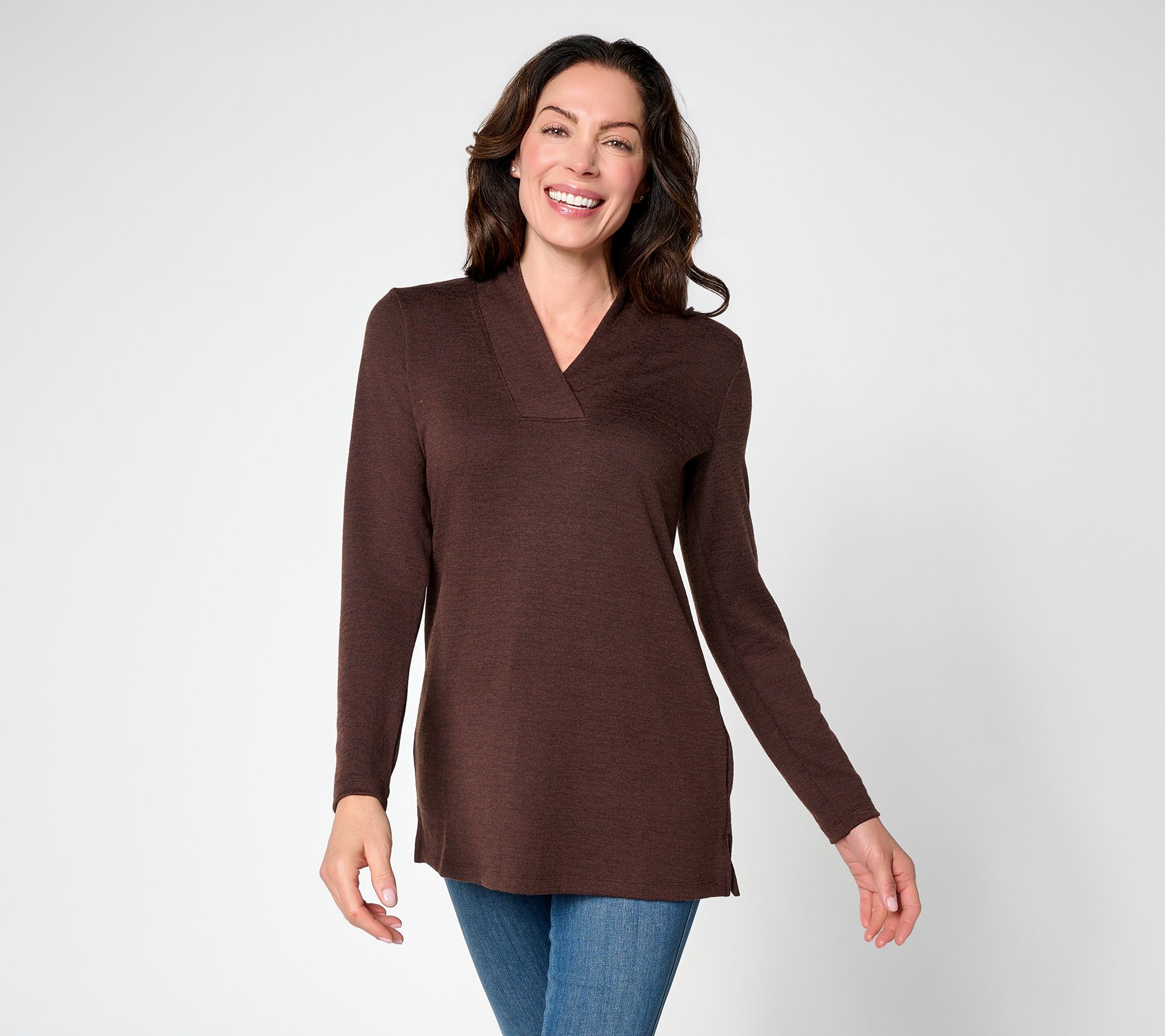 Denim & Co. Regular Heavenly Jersey Crossover V -Neck Tunic