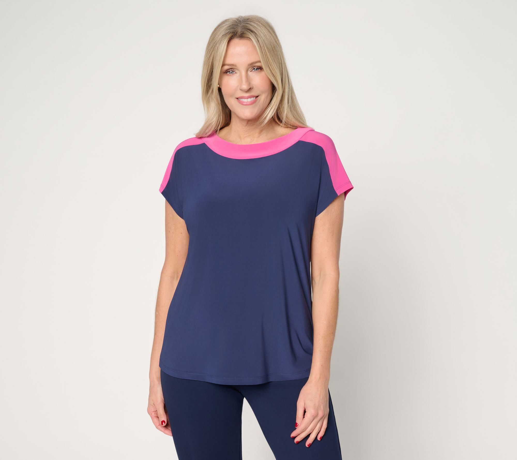 "As Is" Women with Control Jersey Color Blocked Top